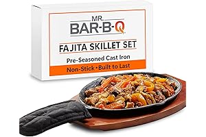 Mr. Bar-B-Q Cast Iron Fajita Skillets Set: Sizzling Steak Plate Extravaganza