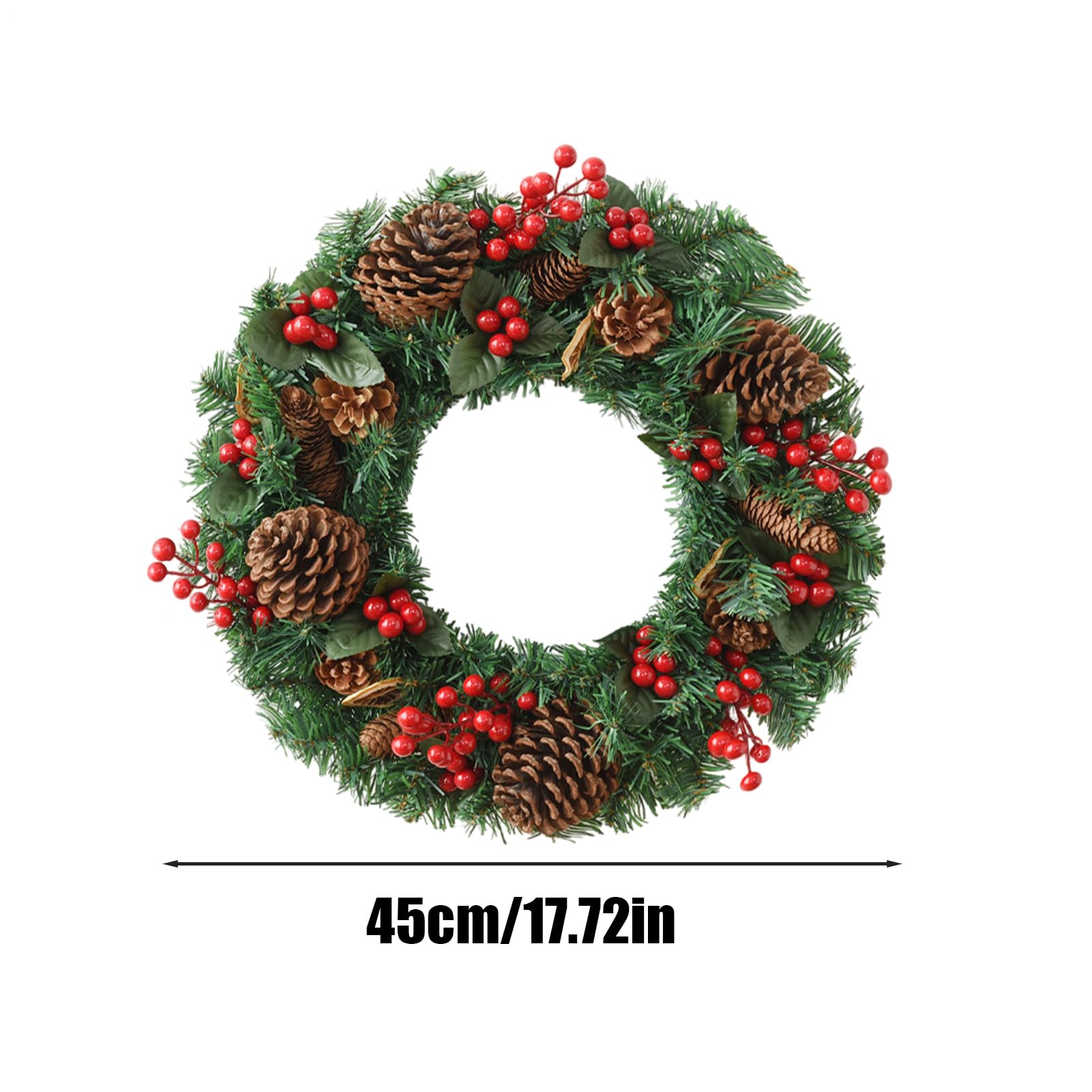 navideños artificiales | festivo con bayas rojas y piñas | para puerta de casa, exterior, interior, casa, tallo, ventana de invierno