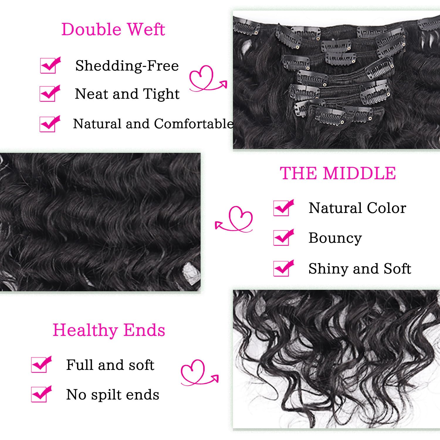 Wepwcod Deep Curly Hair Extensions Clip in Hair Extensions Real Human Hair 8Pcs With 18 Clips Clip in Hair Extensions for Women Deep Curly Clip ins Soft & Natural 120g (Natural Black-Deep - Image 4