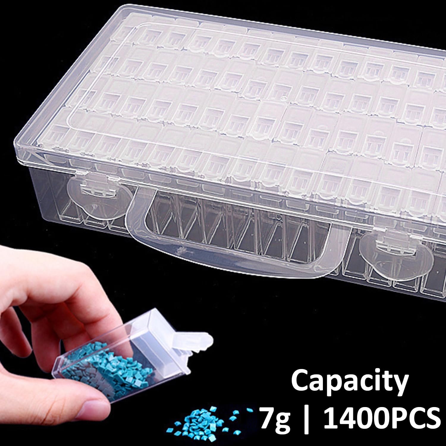 Organisateur Transparent 64 Cases ATBUSS - Pour Perles, Paillettes, Diamants, Bijoux - Avec étiquettes Autocollantes (21.6x12.7x5.1 Cm)