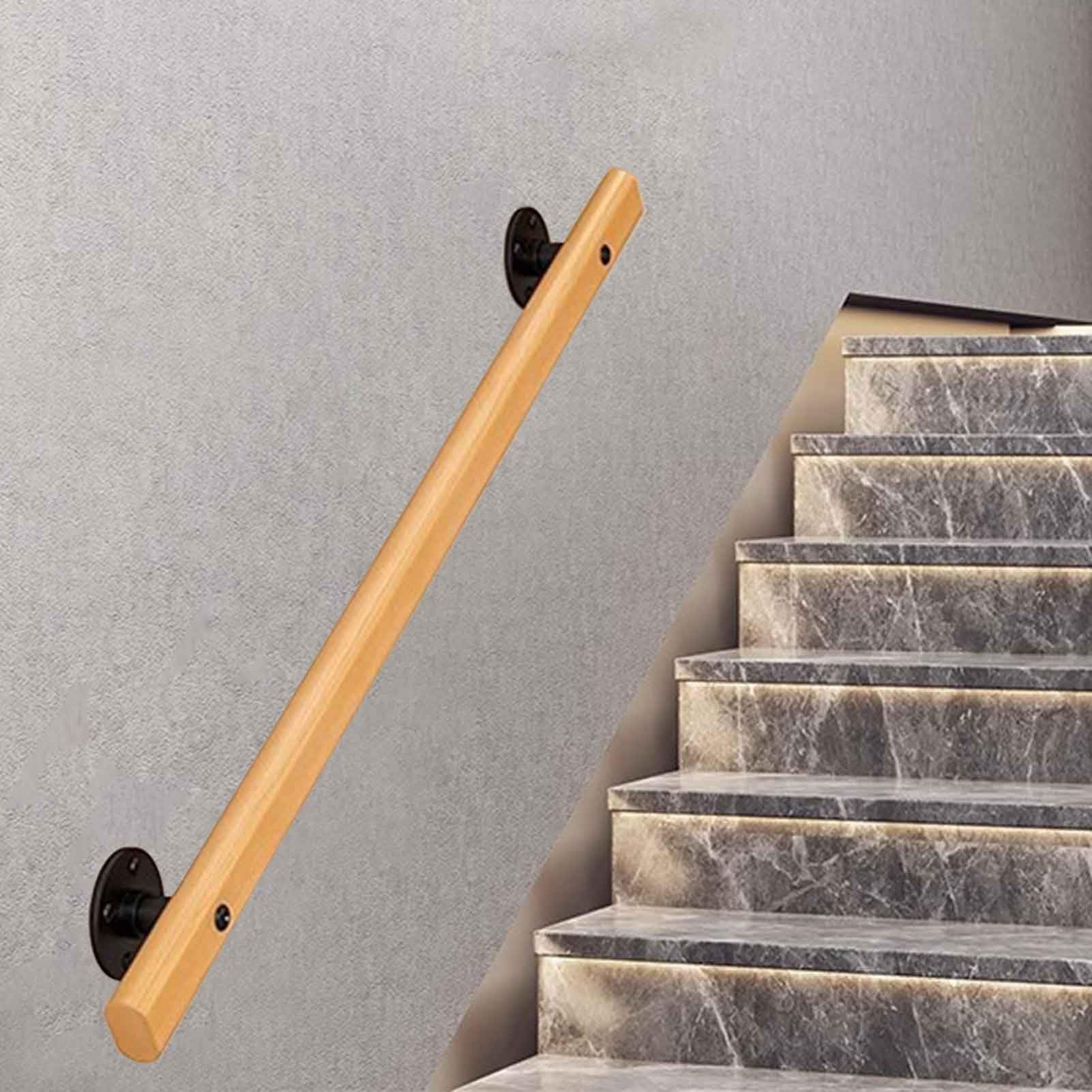 GLDYTVF Outdoor Grab Rail - Solid Wood Handrail Wall Mount Staircase Banister Hand Rails for Outdoor Steps or Indoor Stairs Railing(2.6 FT)