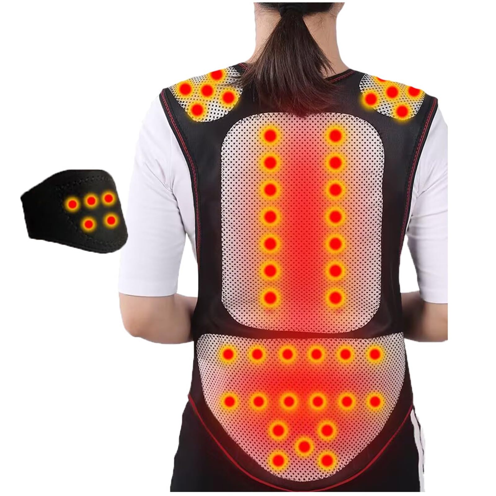 Faja Lumbar Autocalentable para Personas Mayores, Fisioterapia, 108 Imanes, Cinturón De Soporte Lumbar Completo, Alivio del Dolor para Hombres Y Mujeres De Mediana Edad.,Black-L/Large