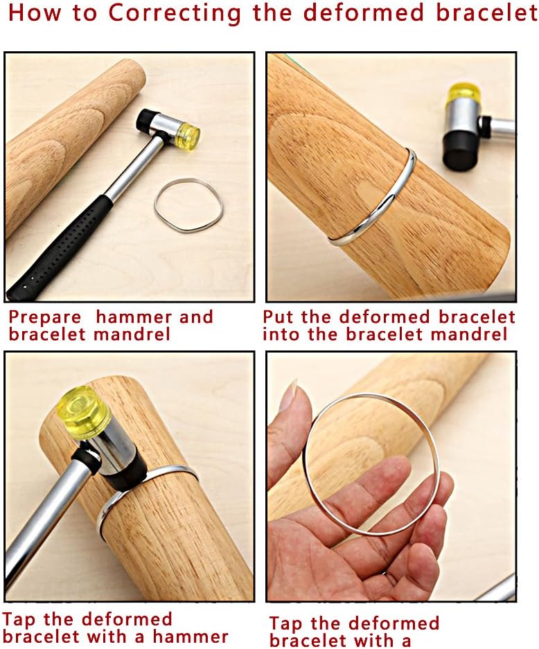 PHYHOO Jewelry Tool Wooden Oval Bracelet Sizing Bangle Mandrel Wire Wrapping Tool