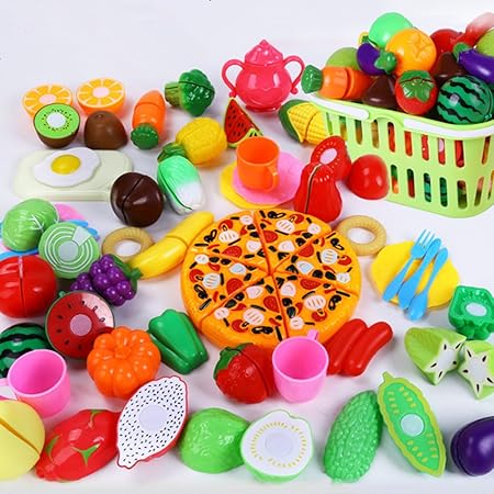 Amazon Mazhashop 40個セット ごっこ遊び 収納ボックス 切れる野菜 ケーキ 果物 クッキー 目玉焼き まな板 包丁 やかん 鍋 コンロ カップ 付き 二人遊びセット 知育玩具 子どもの誕生日プレゼント 入園お祝い ソニ 女の子 男の子 食べ物 おもちゃ