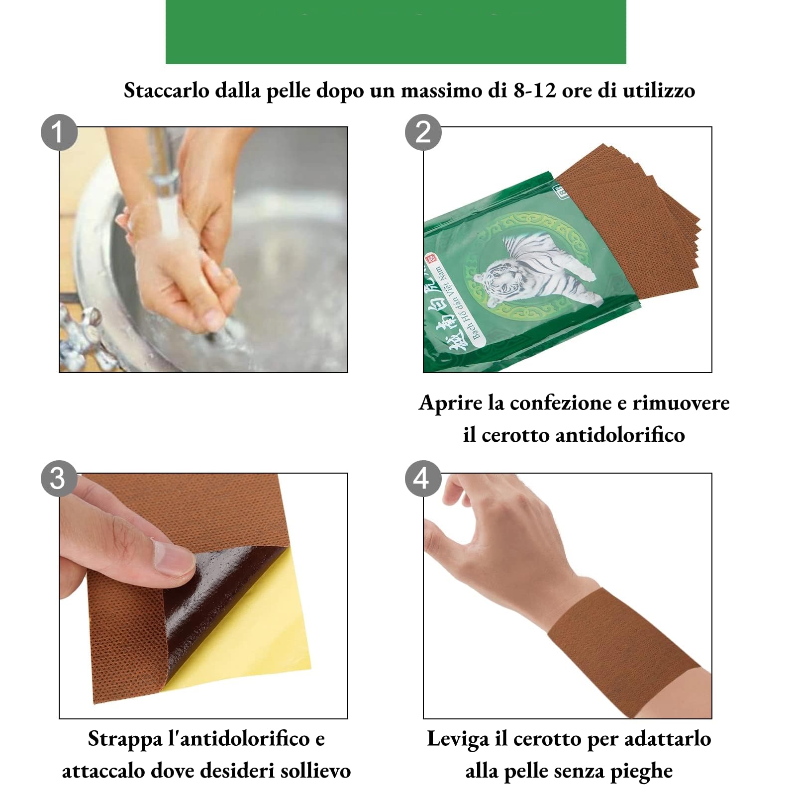 40 cerotti antidolorifici, cerotti al balsamo di tigre bianca cerotti antidolorifici, impacco termico per sollievo dal dolore al ginocchio e alle articolazioni e rilassamento muscolare