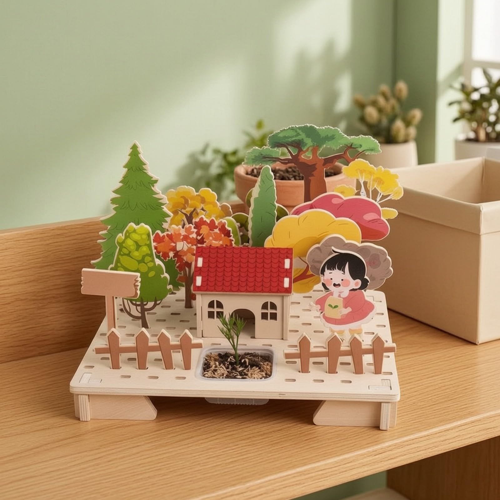Fattoria e Giardino Miniatura in Legno da Creativo Set da Fattoria 6 in 1 Durevole per Bambini Età Prescolare