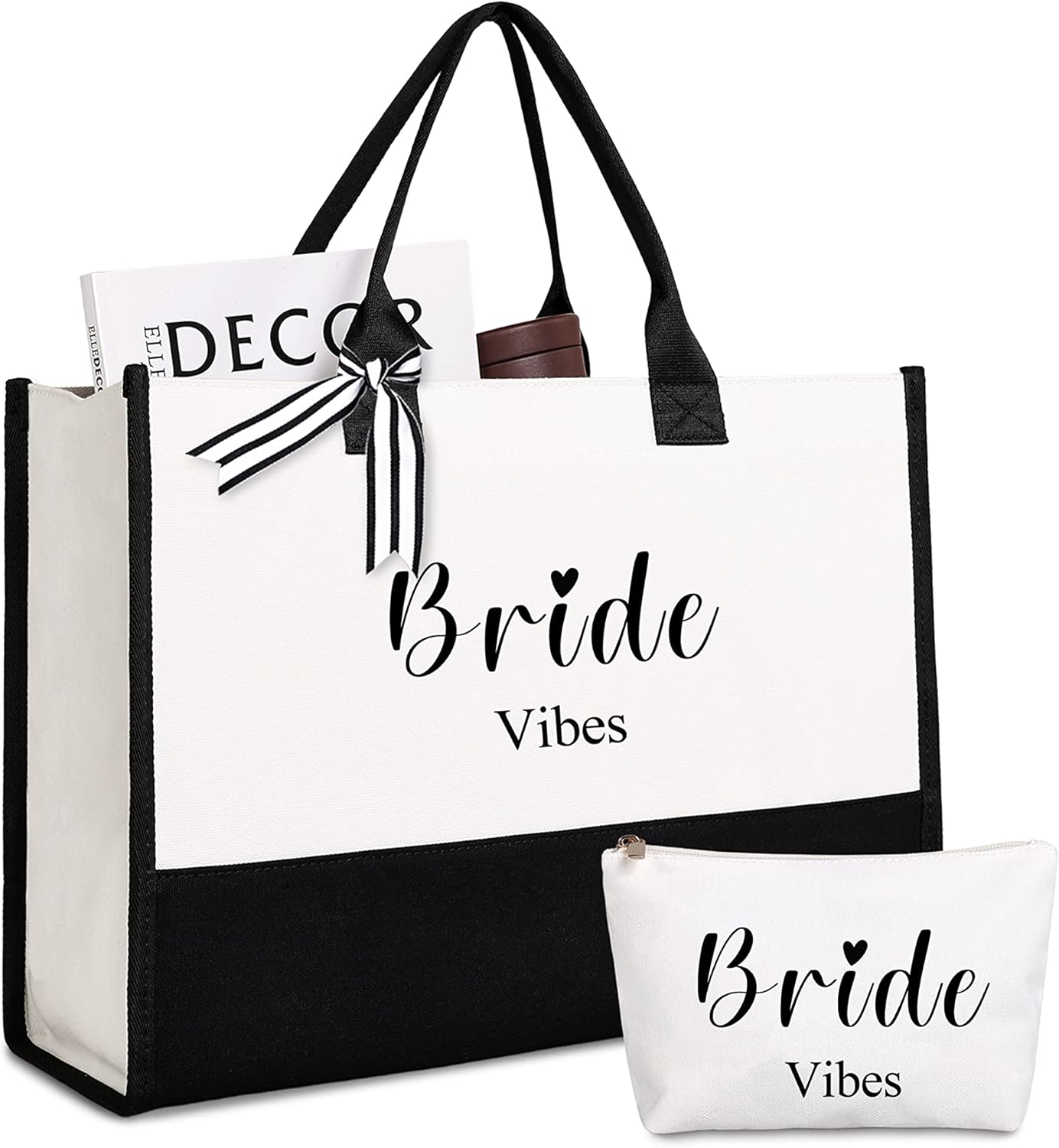 Lamyba Bride Vibes Tote bag, Bride Gifts for Wedding Bridal Shower Bachelorette Party Engagement Honeymoon,Bridal Accessories Newlyweds Present