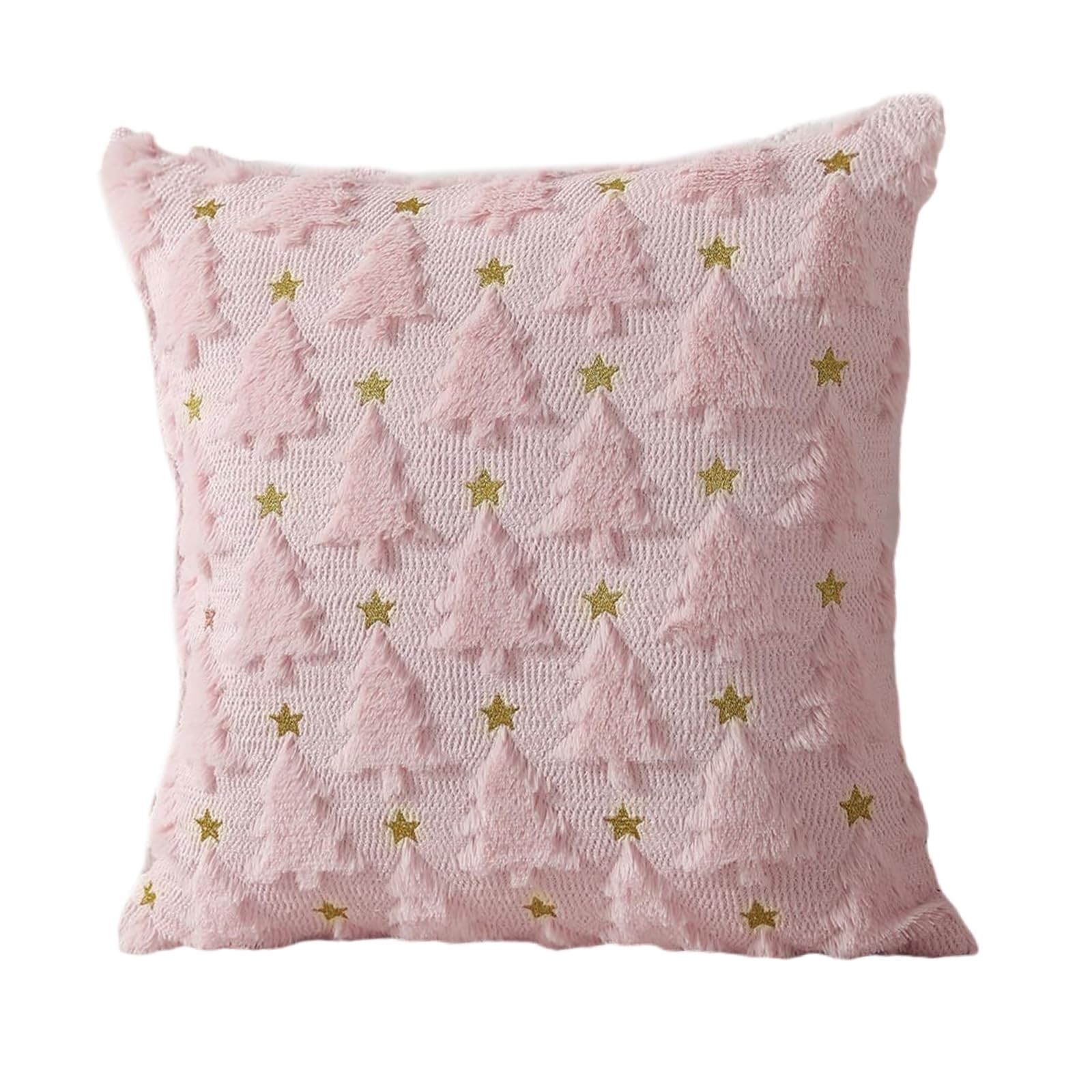 Tsophreniq Christmas Sofa Decoration Pillow Cover Soft Plush Faux Wool Case Protective Cover for Home Dormitory Bedroom Christmas Pillow