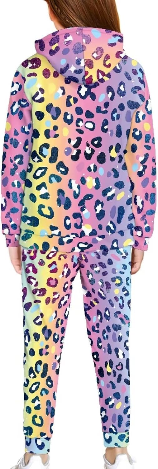 Renewold 2 Piece Set Girls Tracksuits Long Sleeve Kids Hoodie Sweatshirt and Jogger Sweatpants Sweatsuits Activewear