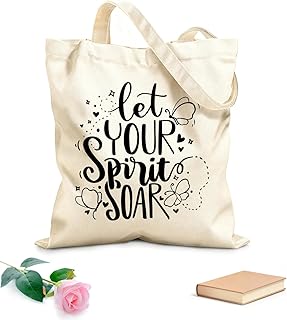 XIARON Bolsa de compras de lona de algodón Frases motivacionales, frases inspiradoras con letras Tela de 340g/m² de grosor...