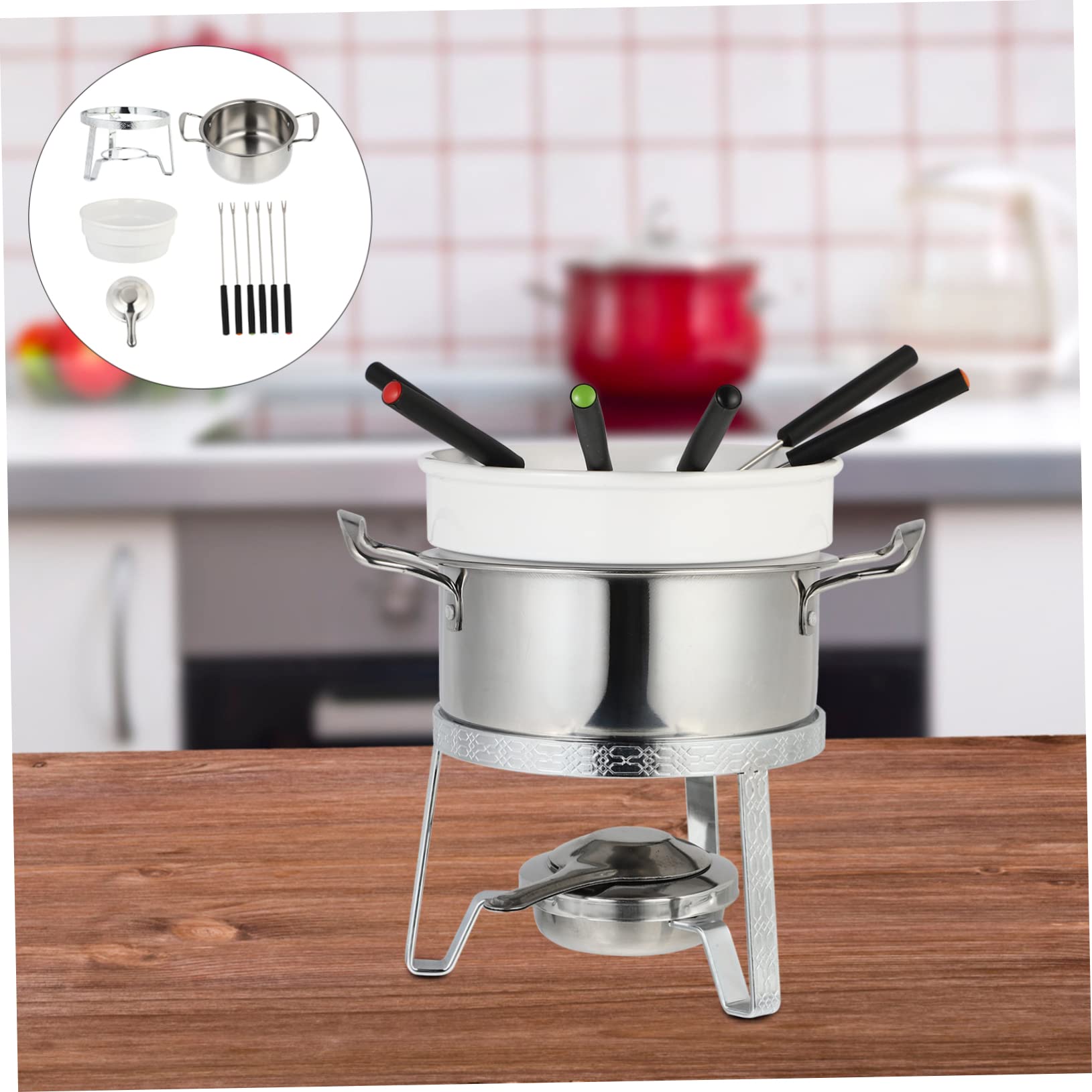 Cabilock 10-teiliges Keramik-Set Edelstahl Schokoladenschmelztiegel Käsefondue-Set Eiscreme-erhitzer Schmelztiegel Für Die Küche