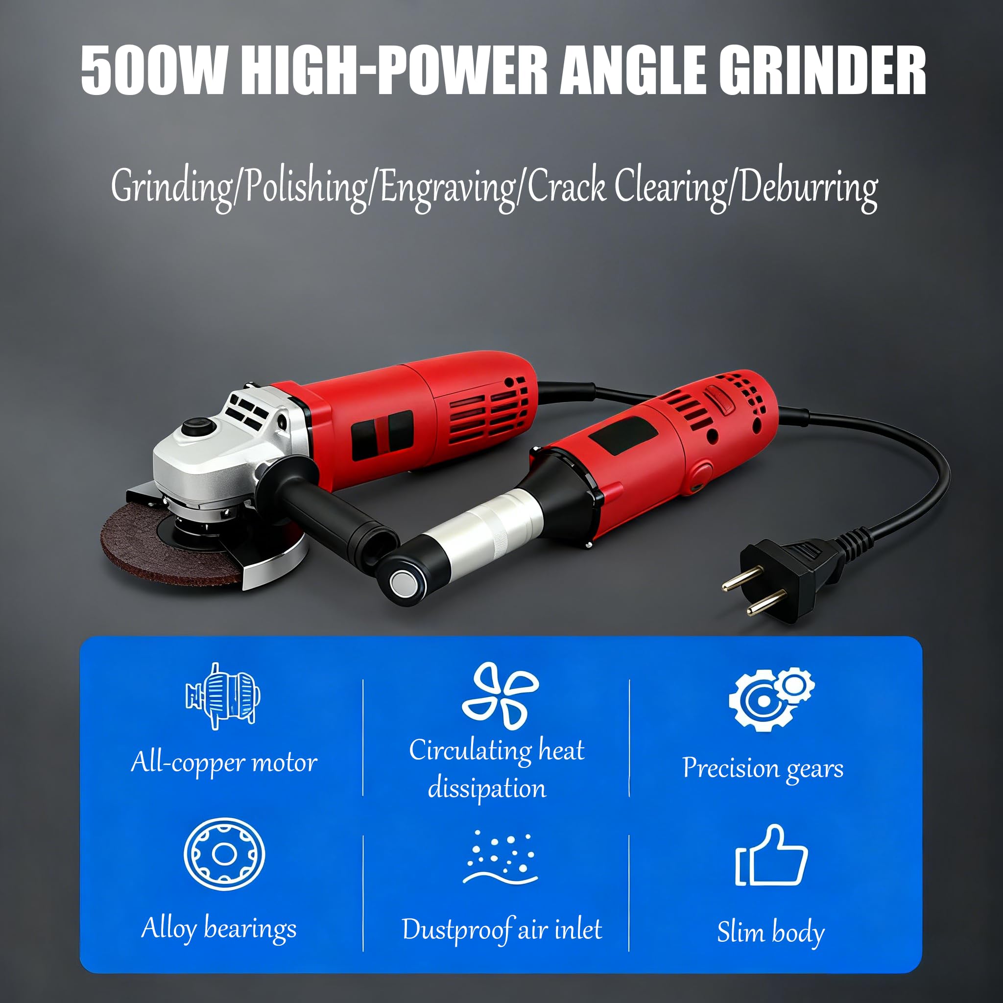 Máquina eléctrica de limpieza de juntas de azulejos de 90° 550W, amoladora eléctrica, lijadora, pulidora, herramienta rotativa para moler, adecuada para rectificado de contornos, corte, grabado red