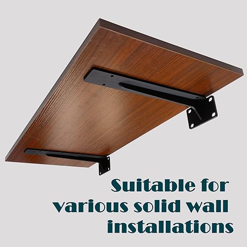 Miniatura 4 de Soportes flotantes de montaje en pared de 20 pulgadas, soporte de estantería en L industrial negro de hierro fundido, soportes ocultos para