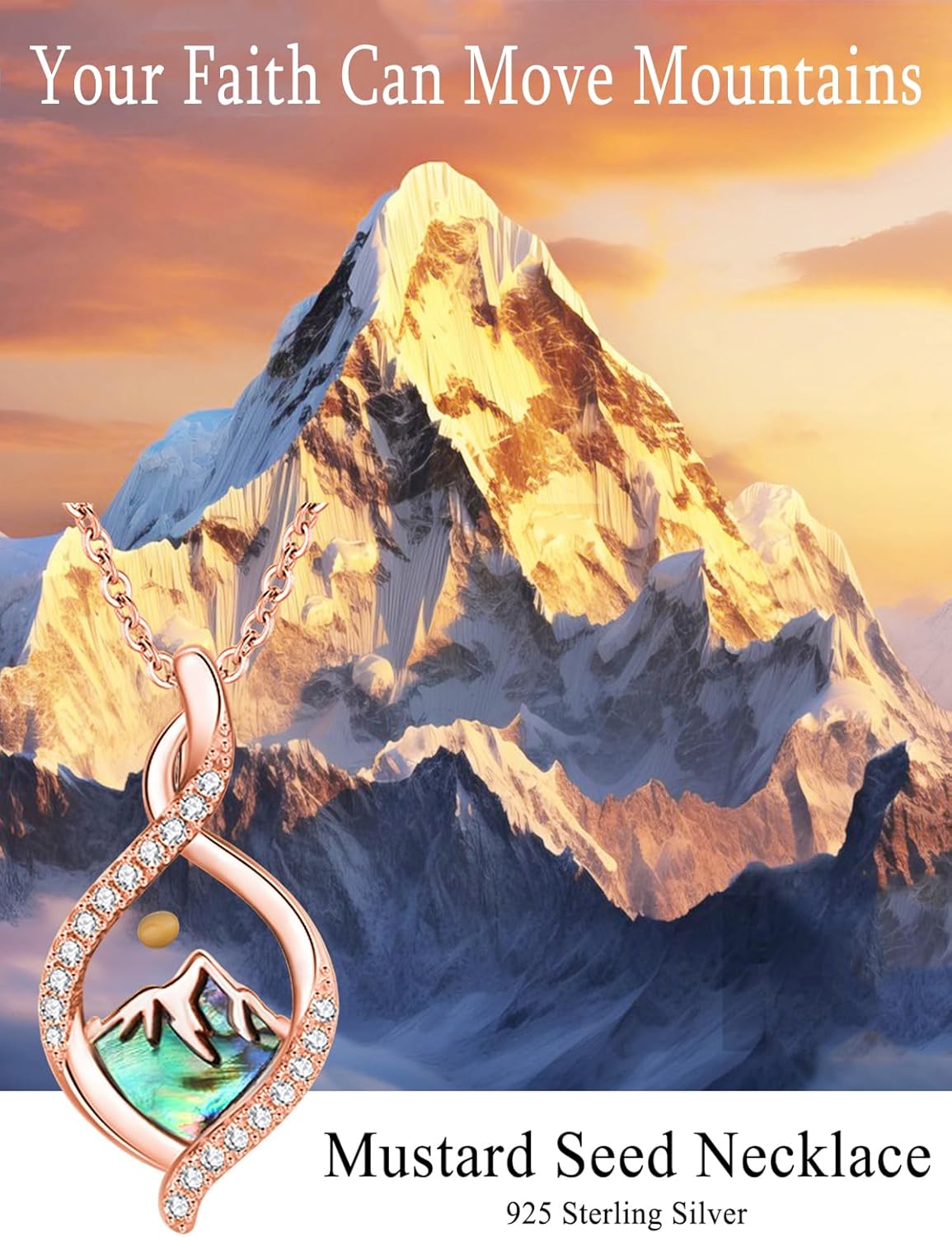 Mustard Seed Mountain Necklace 925 Sterling Silver Faith Pendant Inspirational Christian Jewelry First Communion Confirmation Gifts for Women - Image 5