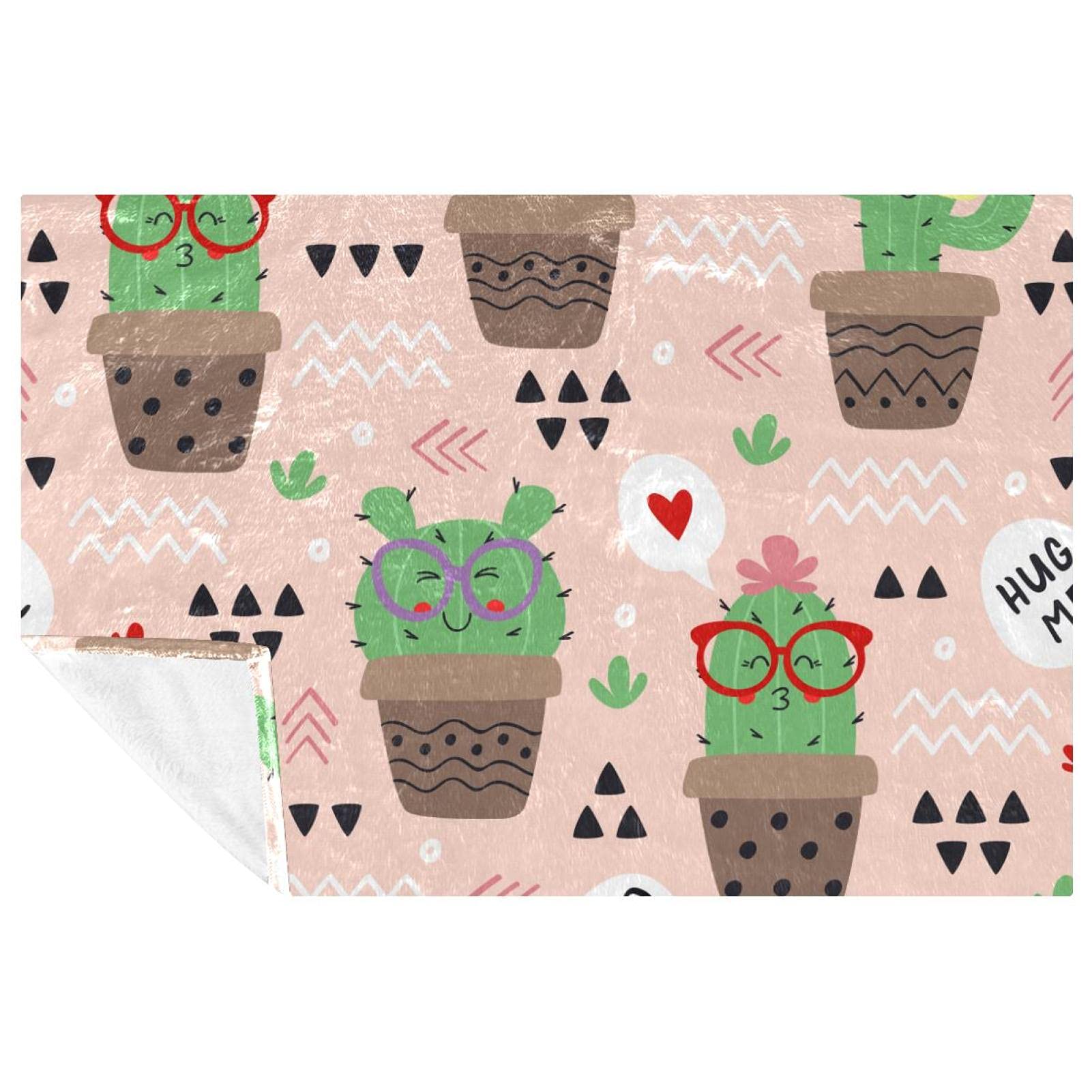 Couverture douce imprimé Hello Cactus pour des soirées canapé cocooning
