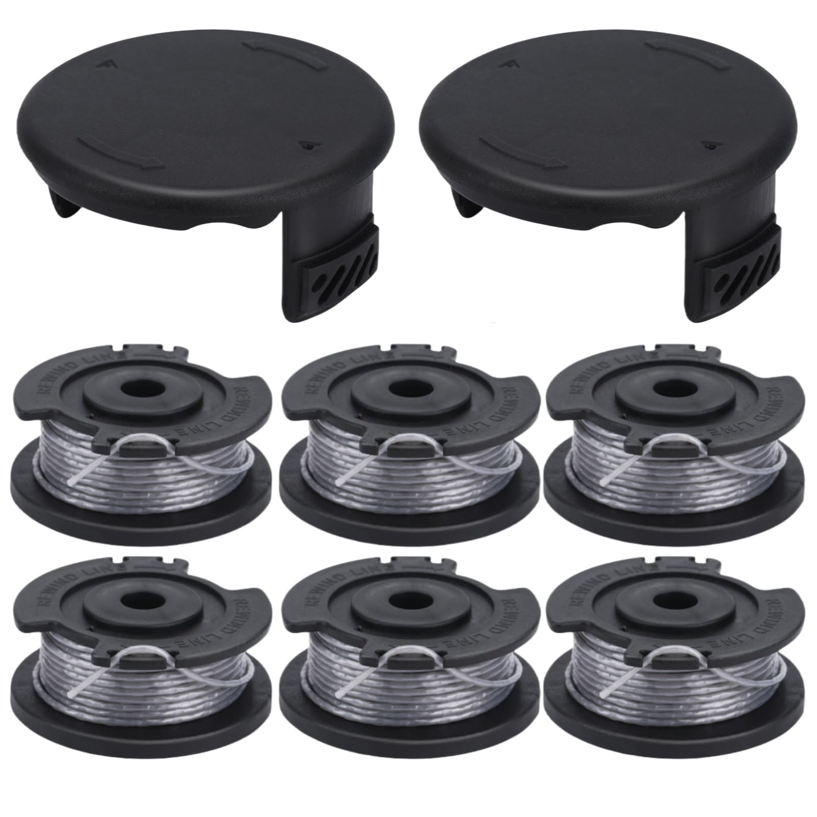 Eyoloty Black 6Pack F016800569 F016800385 Replacement Strimmer Wire 16Ft(4.9M)/1.6Mm Compatible With Bosch Art23sl, Art23-28, Art2300, Art26sl Grass Trimmer, With 2Pack F016f04557 Spool Cover Part