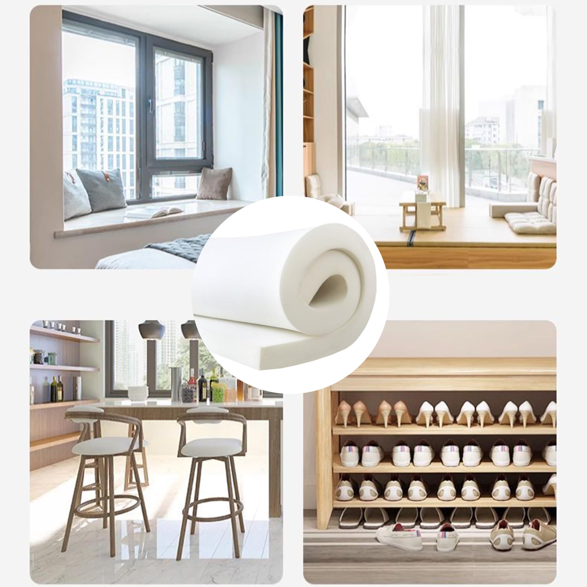 Espuma de tapicería cortada a cualquier tamaño, acolchado de espuma blanca para asiento de ventana, cama para mascotas, sofá, banco de jardín, hoja de espuma de alta densidad para suministros