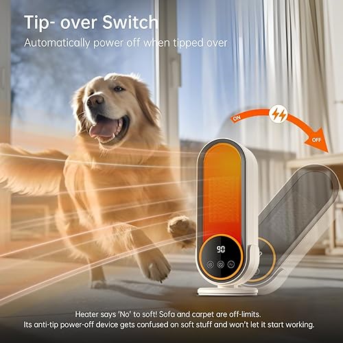 Miniatura 4 de Calentador de espacio, calefacción rápida de cerámica PTC, 1200 W, calentador portátil de eficiencia energética con termostato ajustable, control