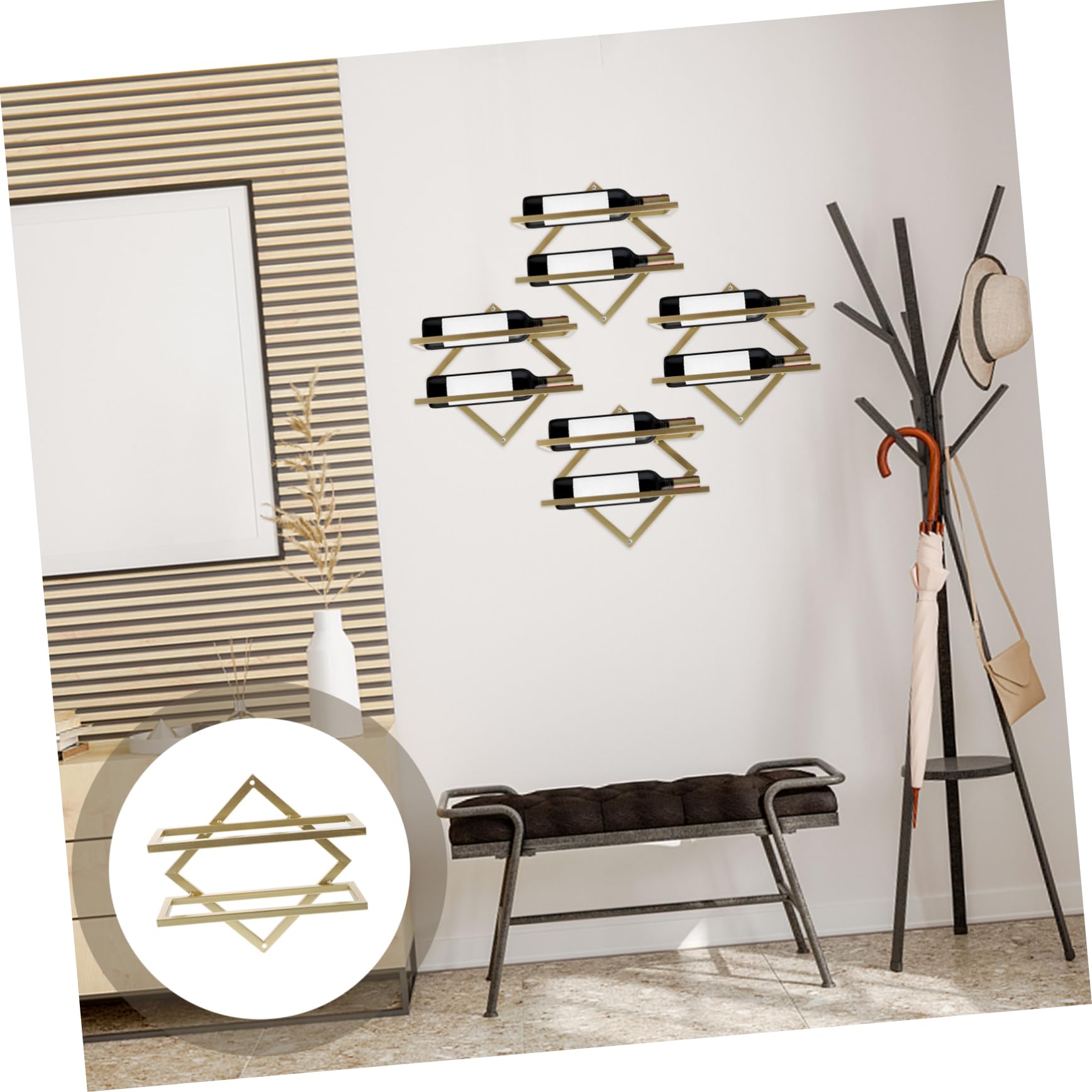 FUNOMOCYA 1Pc Wall Mounted Wine Display Rack Decorative Hanging Shelf for Home Wine Storage for Saving Design