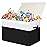 Large Toy Storage Box with Lid, Sturdy Toys Storage Chest Bin Organizer Basket with Dividers for Kids, Boys, Girls, Nursery, Closet, Bedroom, Playroom 25x13 x16 (Black and White)