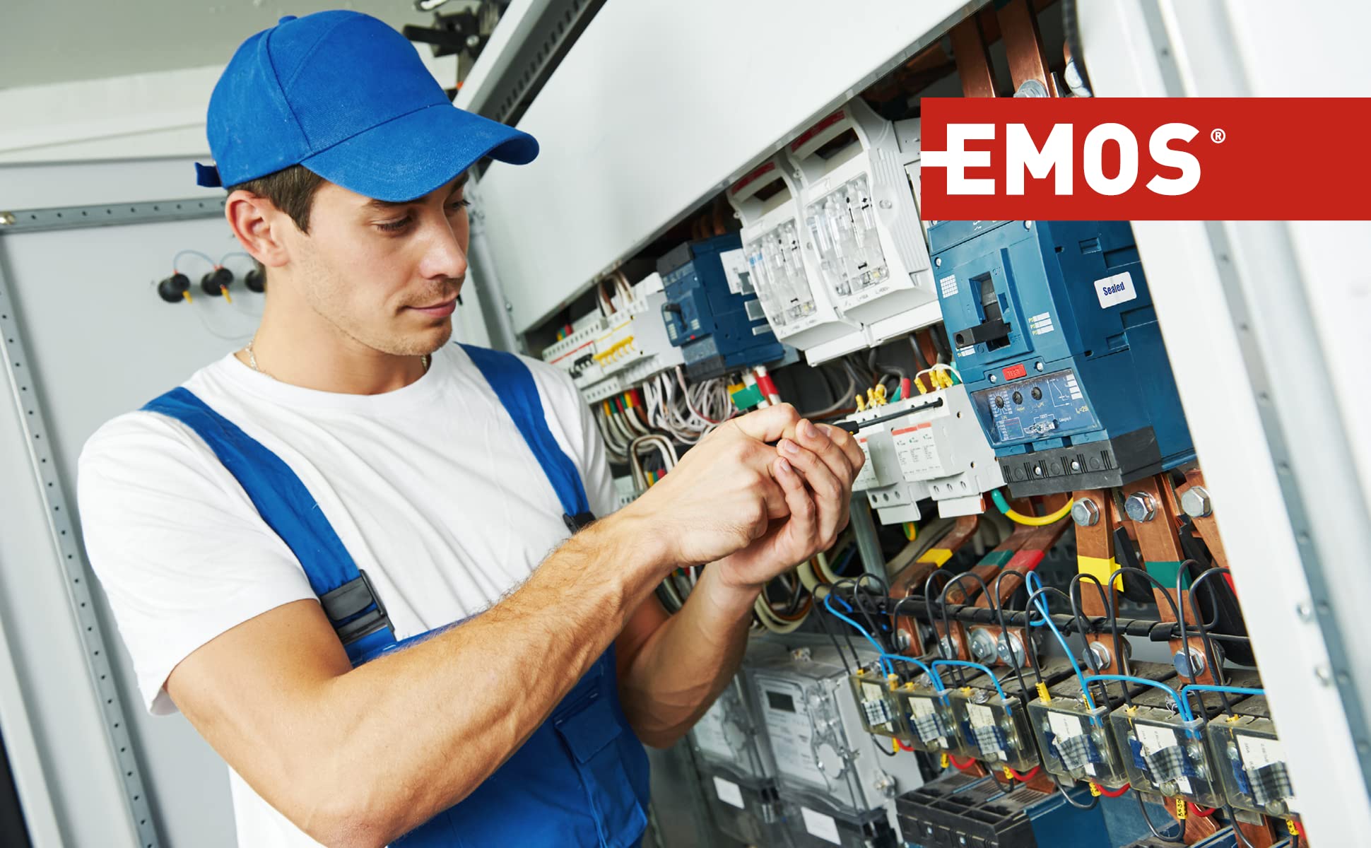 EMOS Comprobador de voltaje y probador de fases CAT III 690 V, AC/DC Voltester/Digital Voltester 12 V – 690 V, indicador de polaridad, continuidad, IP54, azul y negro