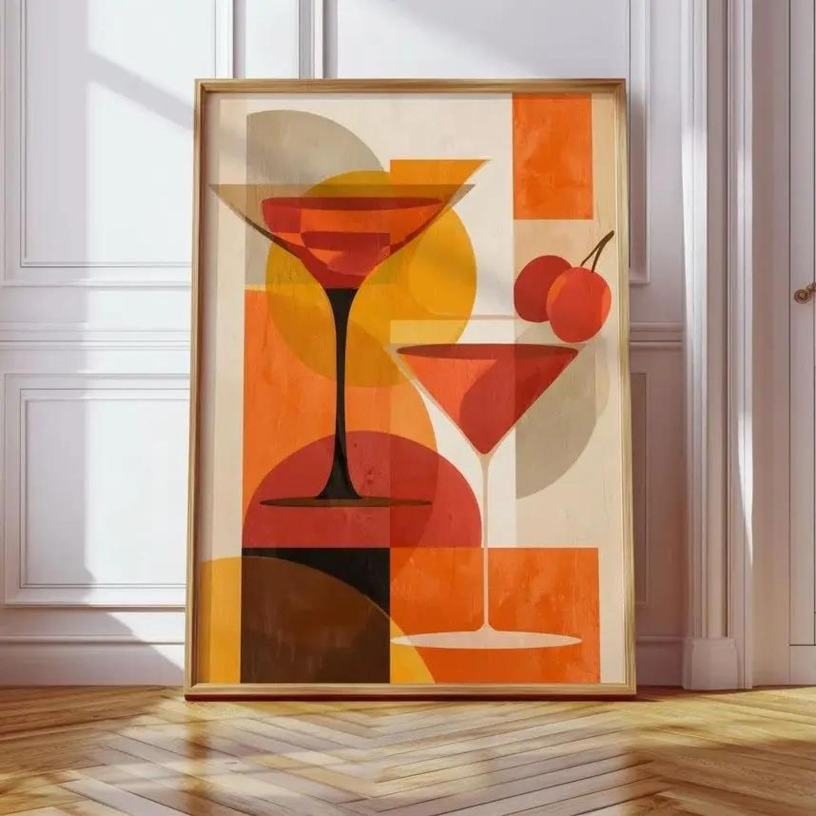 Baibexing Abstract Orange Cocktail Minimalist Canvas Painting Poster Prints Wall Art Picture Home Decor 30X40Cm Unframed