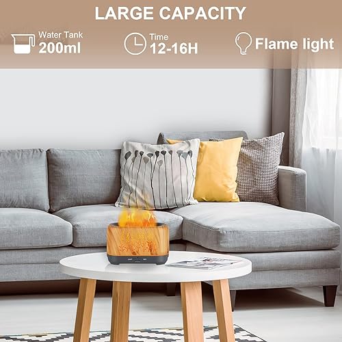 Miniatura 2 de NEWYID Difusor de aceite esencial, difusor ultrasónico de aceite de llama de 8.1 fl oz, 3 modos de niebla, 4 temporizadores de hasta 12 horas de