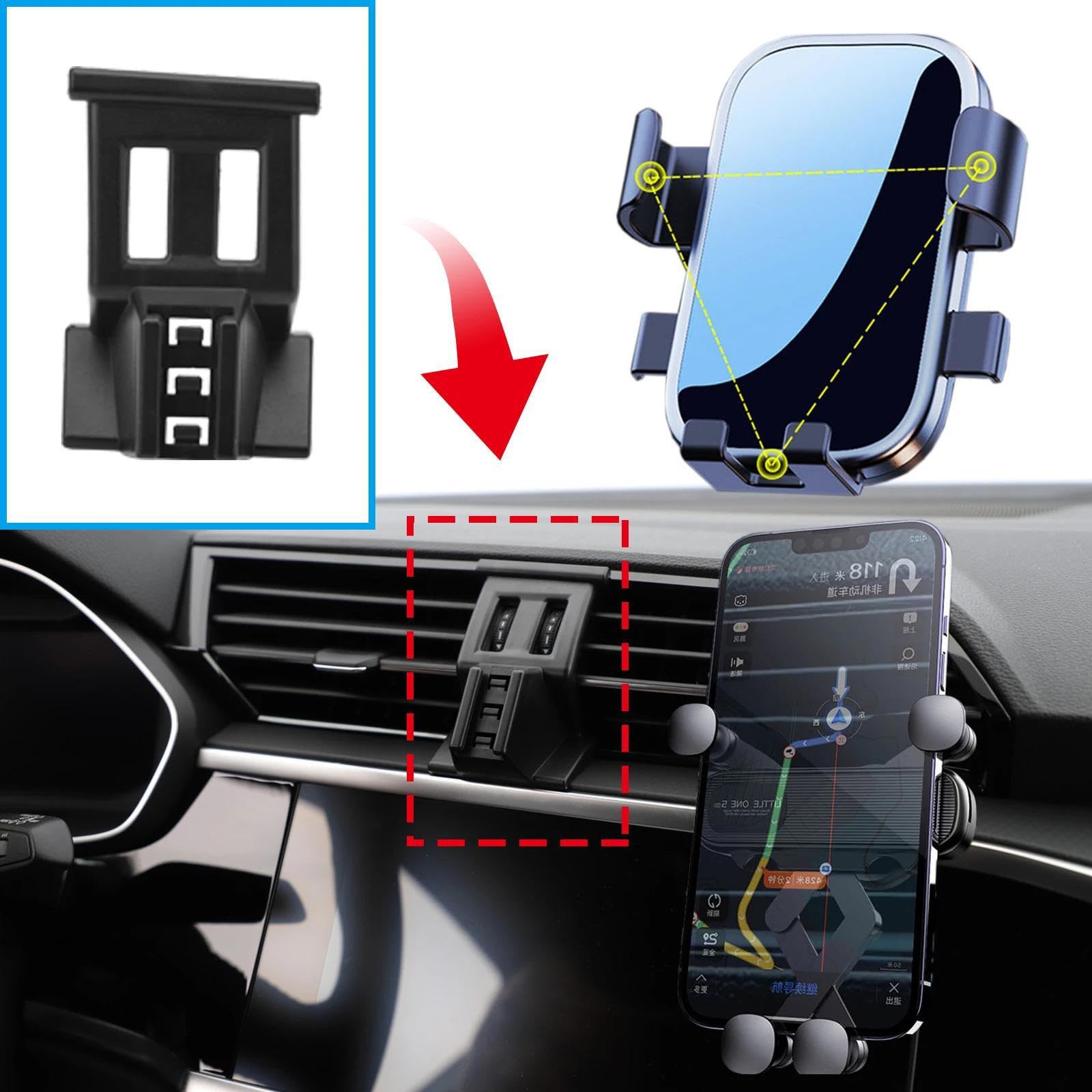 Uchwyt Samochodowy na Telefon dla Audi Q3 2019-2024, uchwyt samochodowy na telefon komórkowy, ekran, stała podstawa, stojak na nawigację GPS (ładowanie)