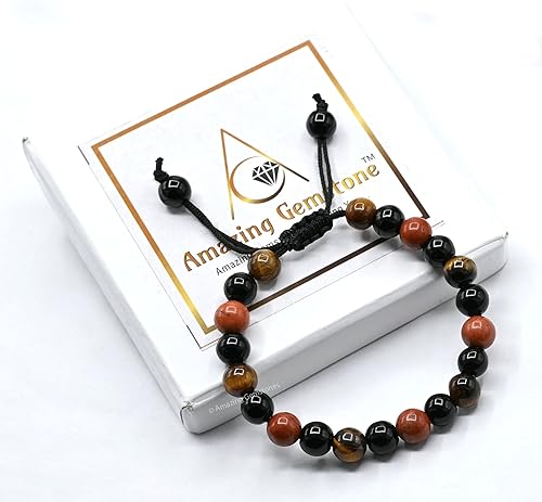 Miniatura 198 de Natural Healing Crystal Bracelet for Women - Mens Bracelet Energy Balancing Gemstones Set - Adjustable Stone Bead Bracelet for Men and Women - Anger