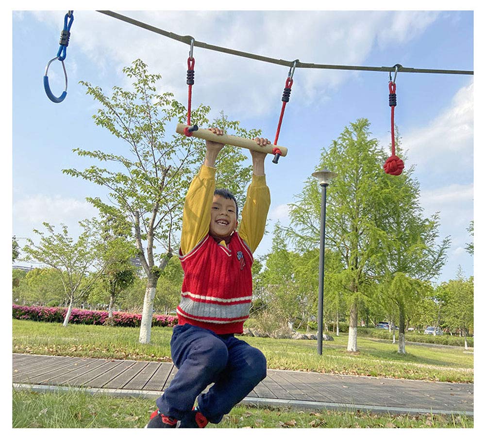 Slackline - Set di corse a ostacoli per bambini, 10 m, con 7 ostacoli e barre per scimmie, per giardino, età 5-17 anni, supporta fino a 100 kg di carico