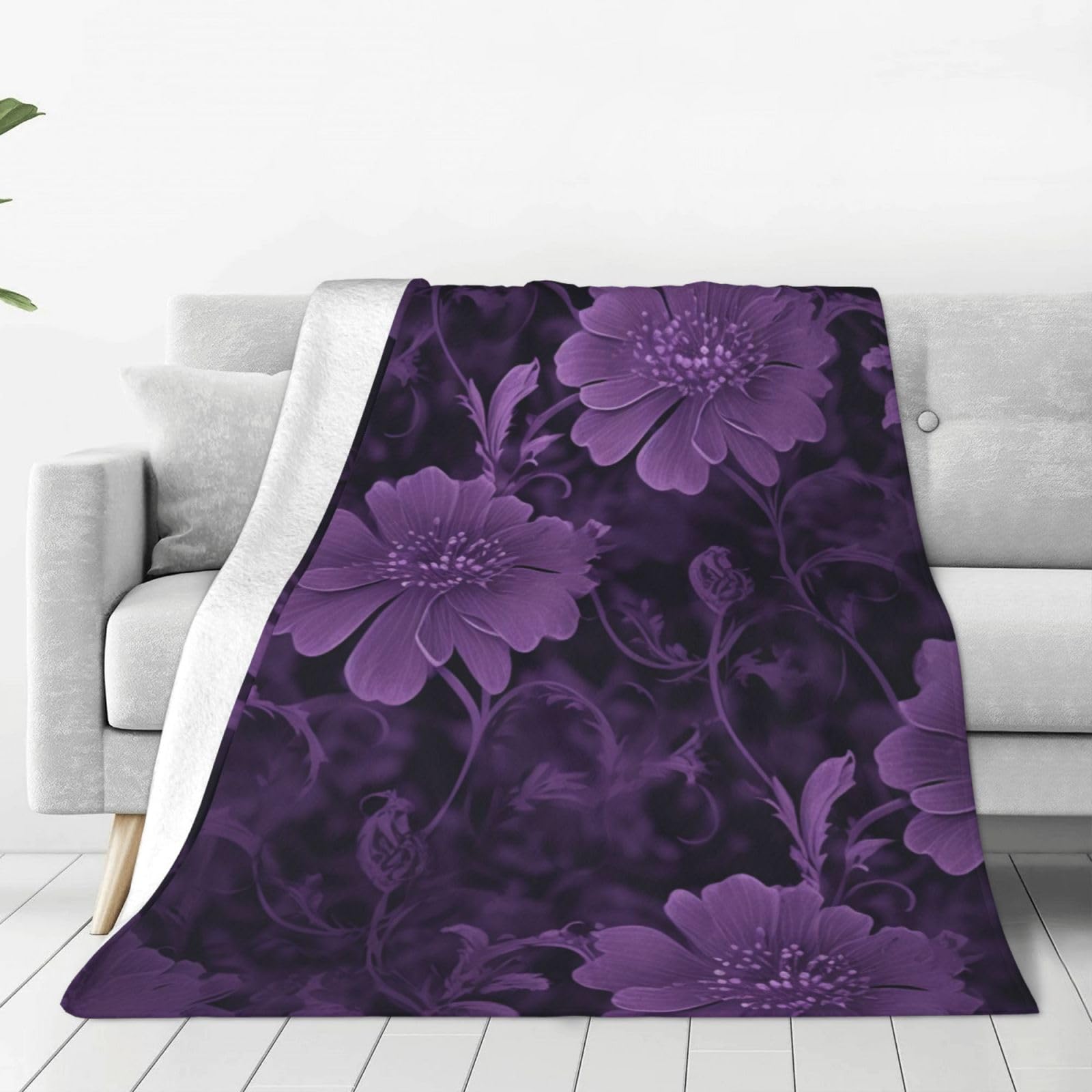 Couverture flanelle violette légère lit et déco chambre