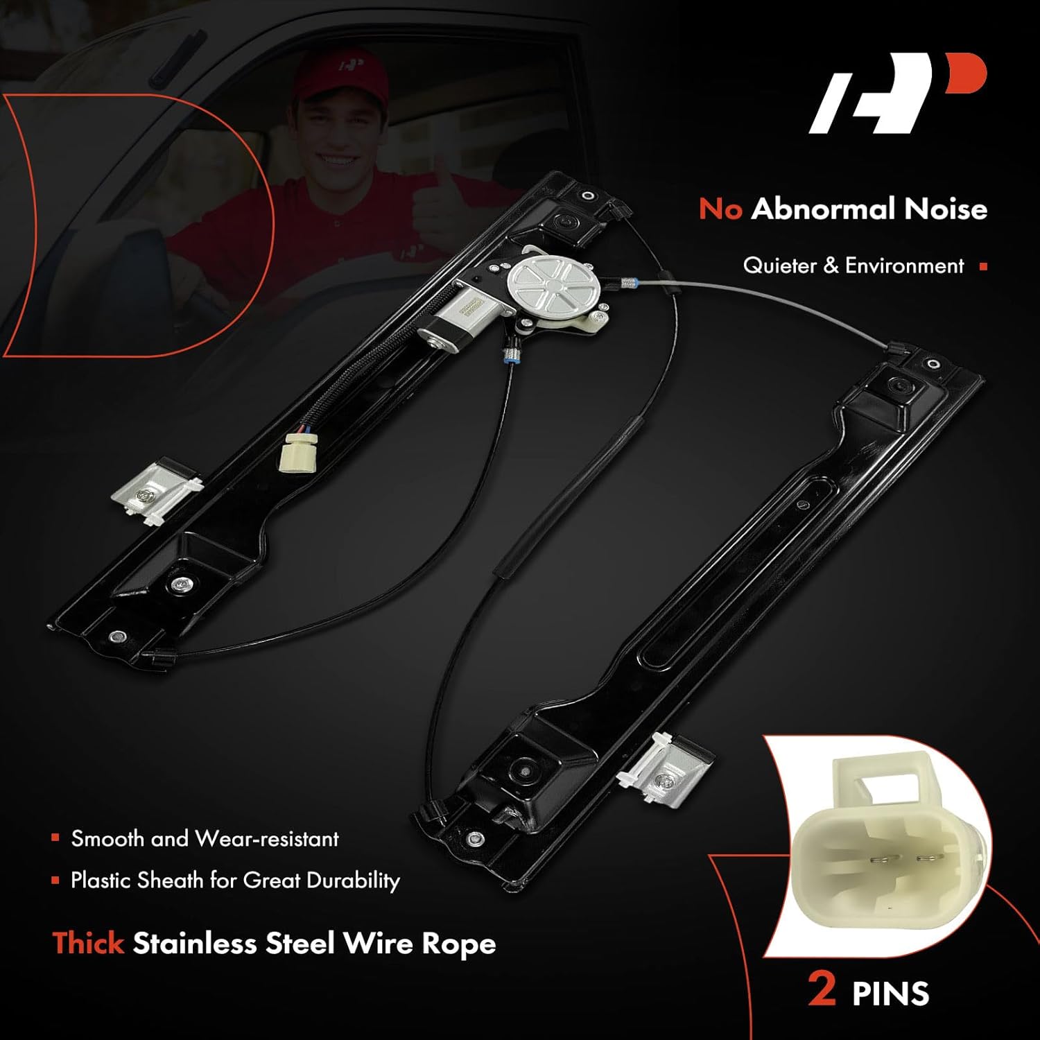 A-Premium Front Right Passenger Side Electric Power Window Regulator with Motor Compatible with Peterbilt