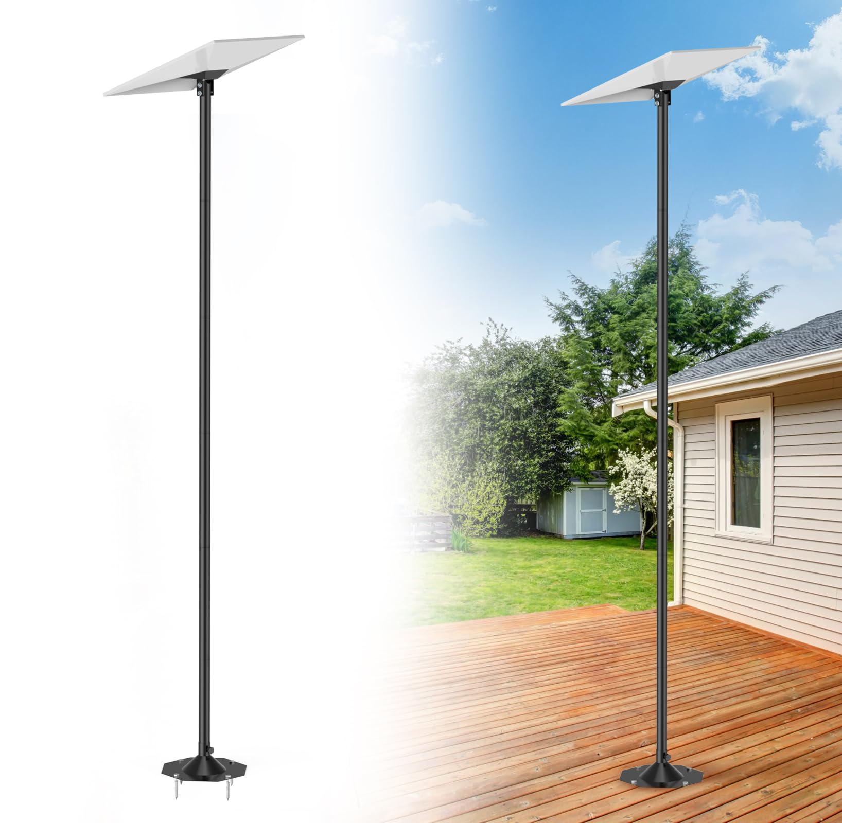 XXSSTUDIO Kit de Montaje Starlink Gen 3, Poste de Montaje a Tierra Starlink Gen 3 de 2.3m (7.5 pies) con Adaptador de Tubería, Kit de Montaje de Poste Starlink para Patio Trasero Exterior — view 9
