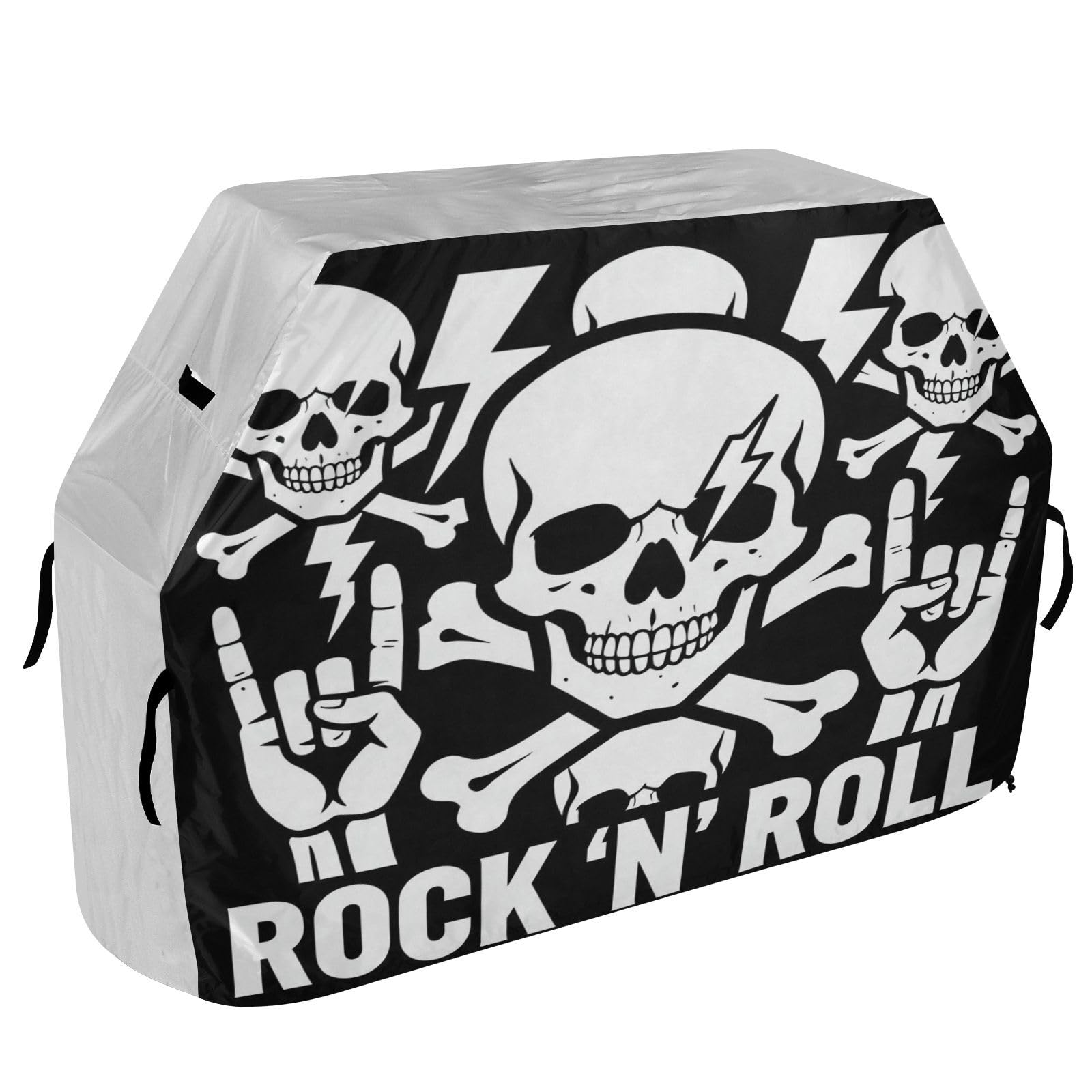 Fundas para ahumadores de 65 pulgadas, resistentes y anti-UV para exteriores, diseño de calavera Rock 'n' Roll