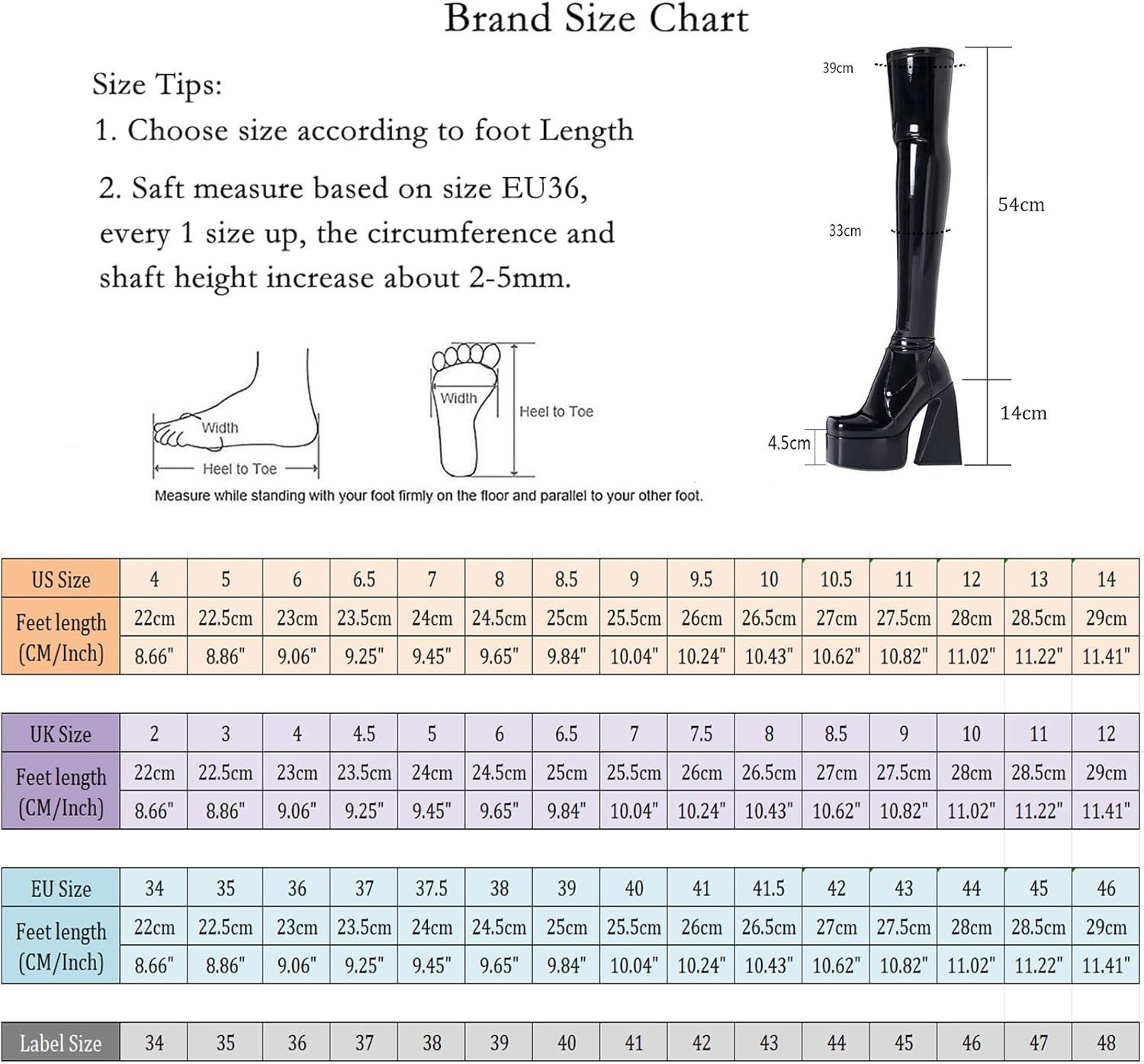 Roimaash Women's Thigh High Heels Latex Boots Over-the-knee Boots High Knee Boots Platform Stretch