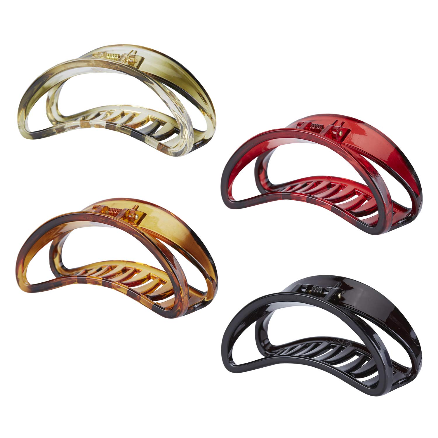 Lawie 4 Pack Large Black Brown Red Butterfly Octopus Arcylic Resin Plastic Hair Claw Clips Crab Jaw Barrettes Hair Grips Clamps Clasps Decorative Bun Twist Ponytail Hair Accessories for Women