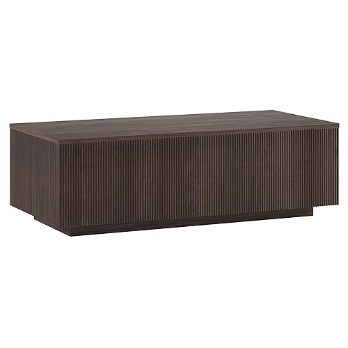 Henn&Hart 48" Fluted Rectangular Low-Profile Coffee Table for Living Room,