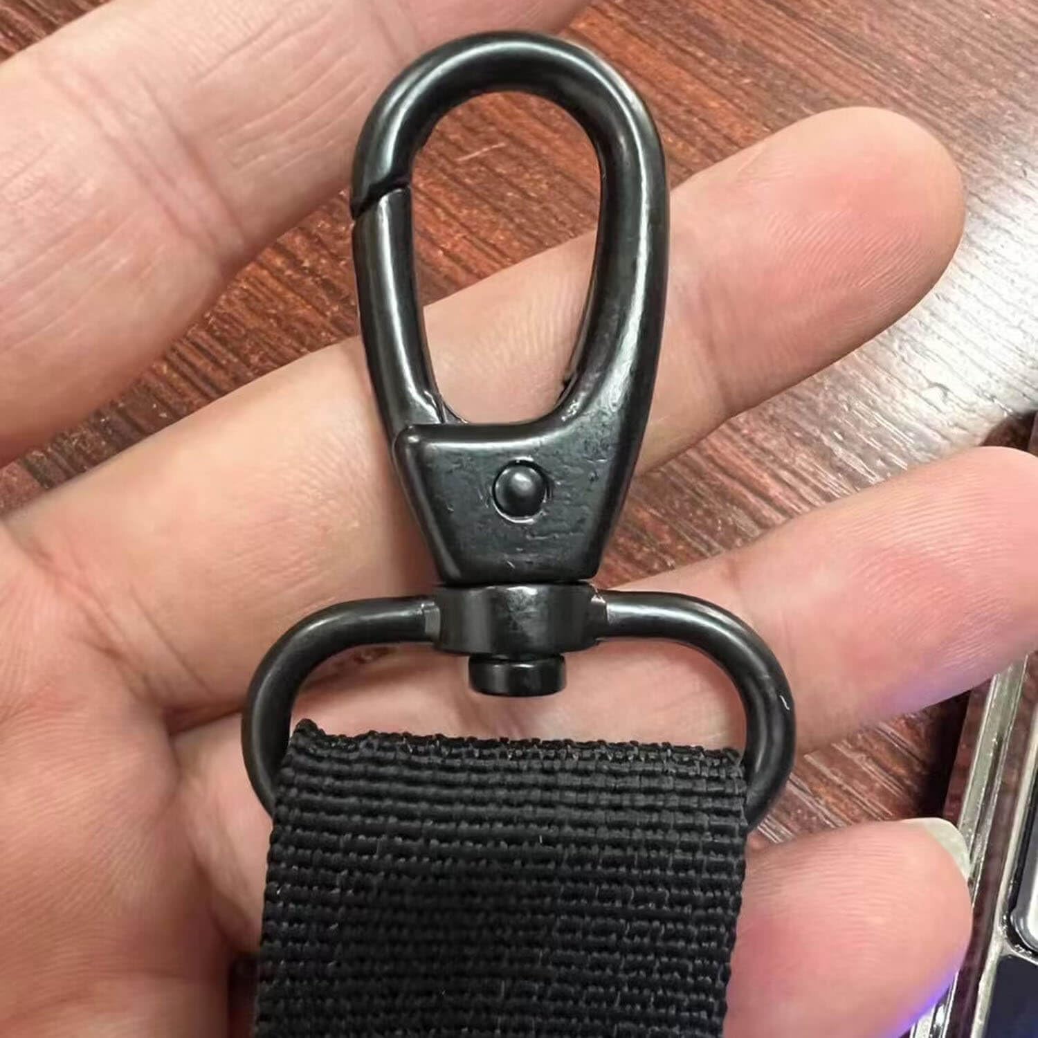 BIKICOCO 1'' Swivel Trigger Snap Hook Push Latch Lobster Claw Clasp Spring Loaded Clip, Oval-Ring Ended, Black - Pack of 10