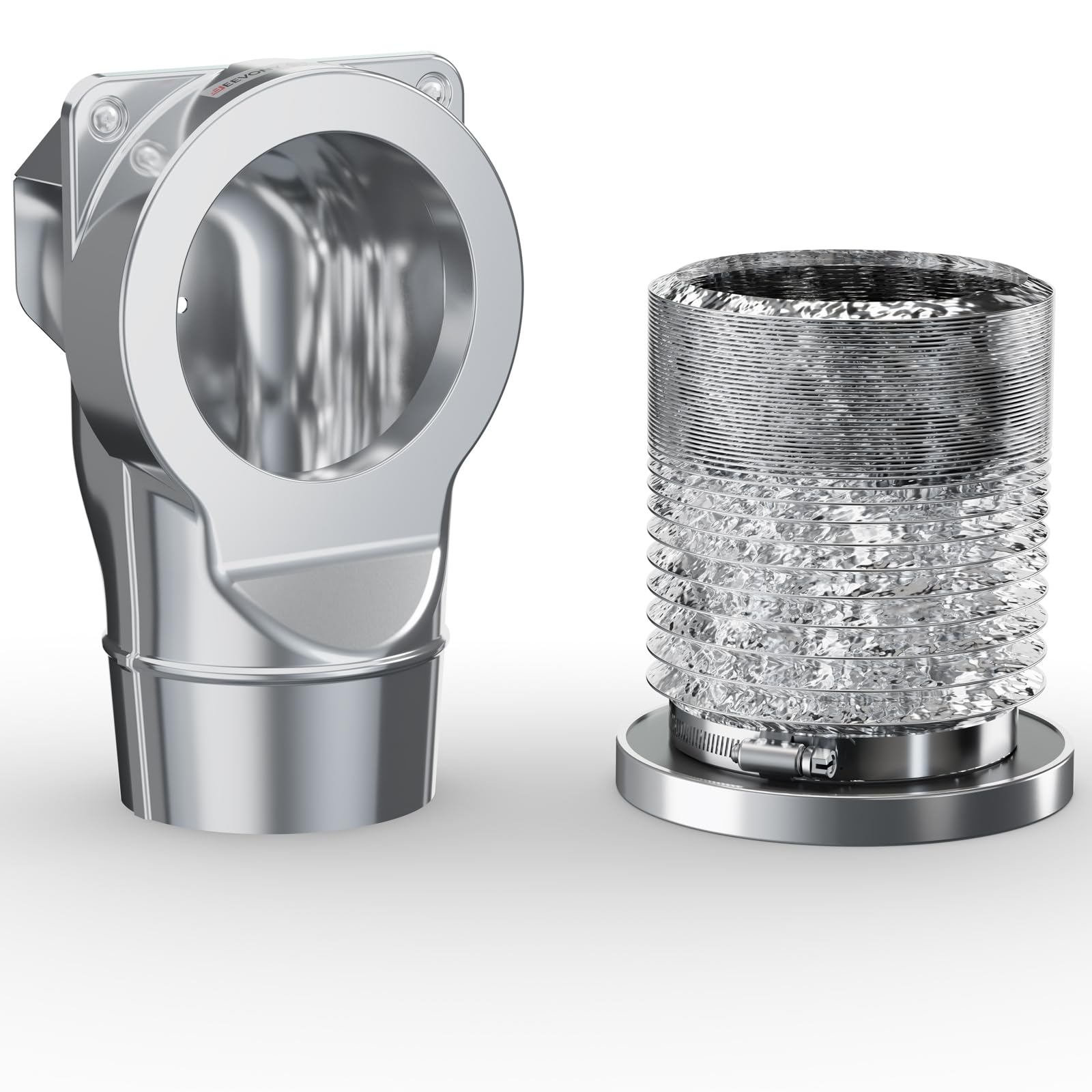 Magnetic Dryer Vent Coupling DV90 Airtight Seal Dryer Vent Connector Kit Easy to Clean Quick Connector Including a 2.6ft 4" Duct and two Clamps(Aluminum M)