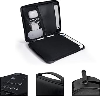 eiP 8-11 inch Waterproof Slim Tablet Carring Case with Handle Sleeve Bag for iPad Pro 11 inch/iPad 7/8/9 10.2 inch/iPad Air 5,4 10.9 inch/Pixel Tablet/Samsung Tab, Fit Keyboard and Pen, Black
