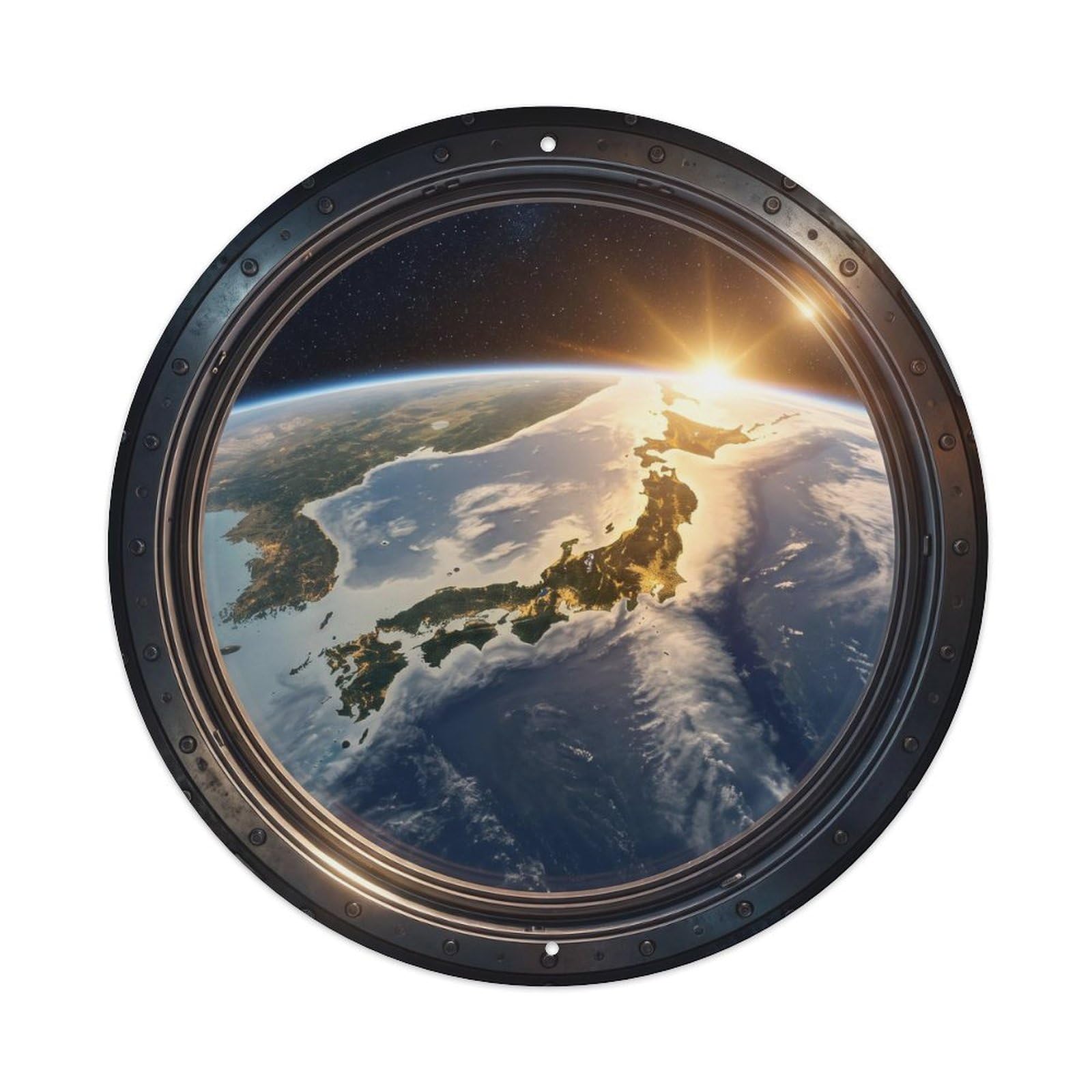 Earth Japan Islands Sunrise Metal Tin Sign