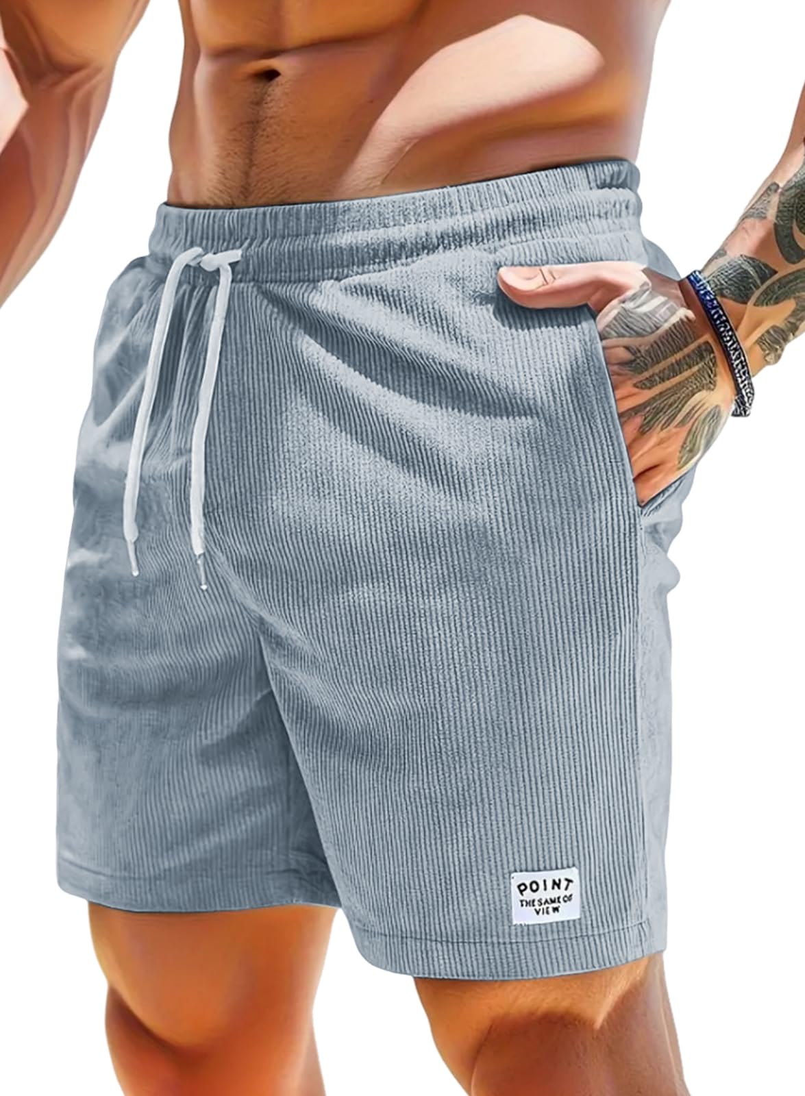 Decorie Kurze Hose Herren Sommer Shorts Herren Baumwolle Corduroy Cargo Shorts Stretch Elastischem Bund Mit Taschen