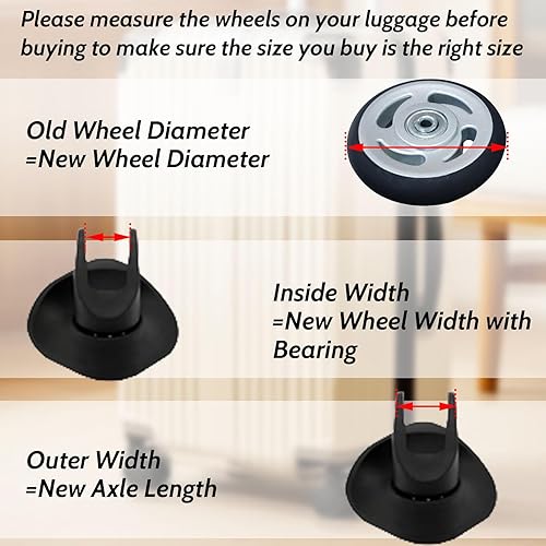 Miniatura 5 de Juego de reparación de ruedas de equipaje de repuesto para maleta, ruedas transparentes resistentes al desgaste para bolsa de carrito, patín en
