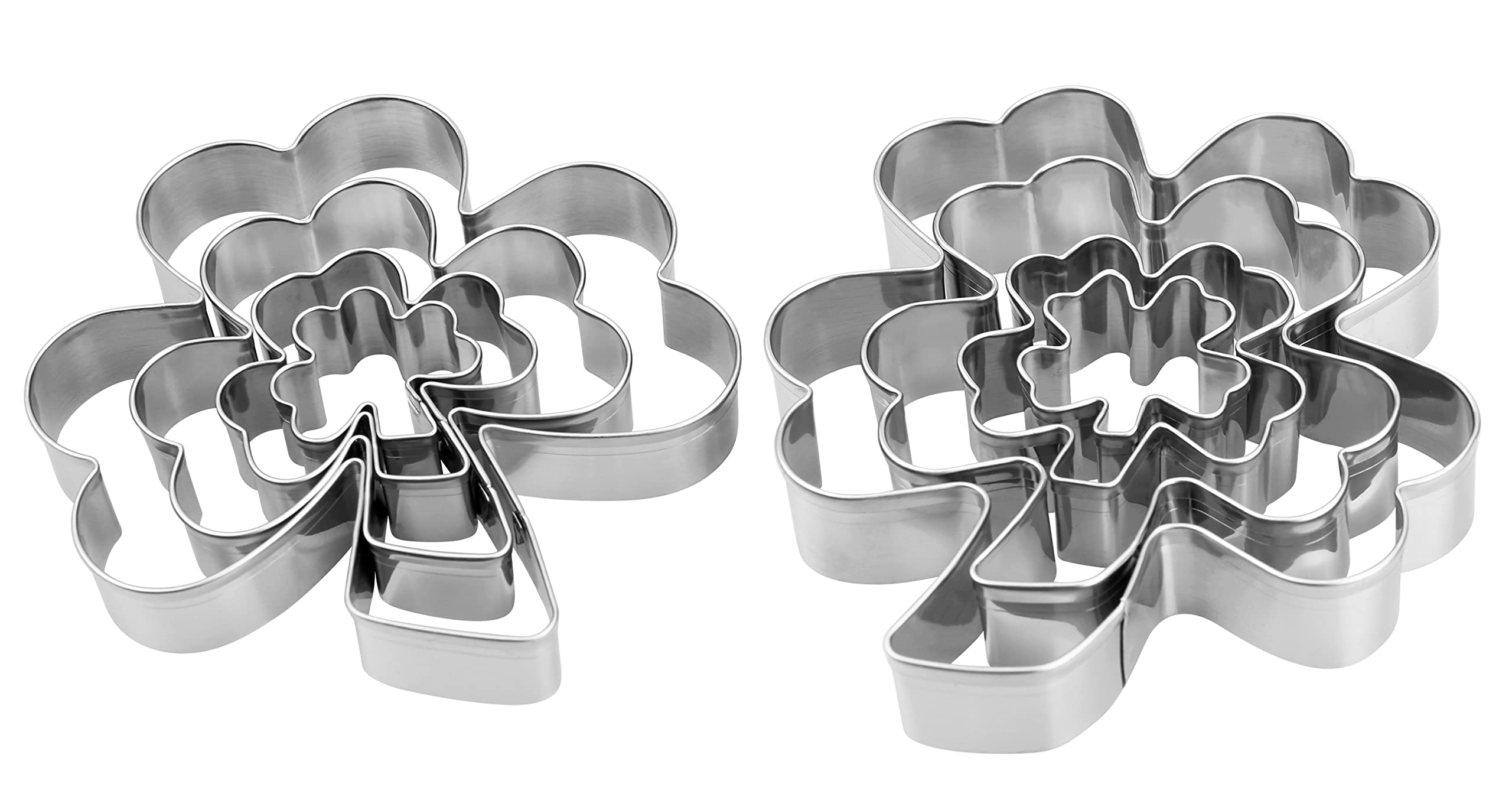 8PCS St. Patrick's Day Cookie Cutters Set - Shamrock & Four Leaf Clover Cookie Cutters (4.1", 2.9", 1.8", 1.2")