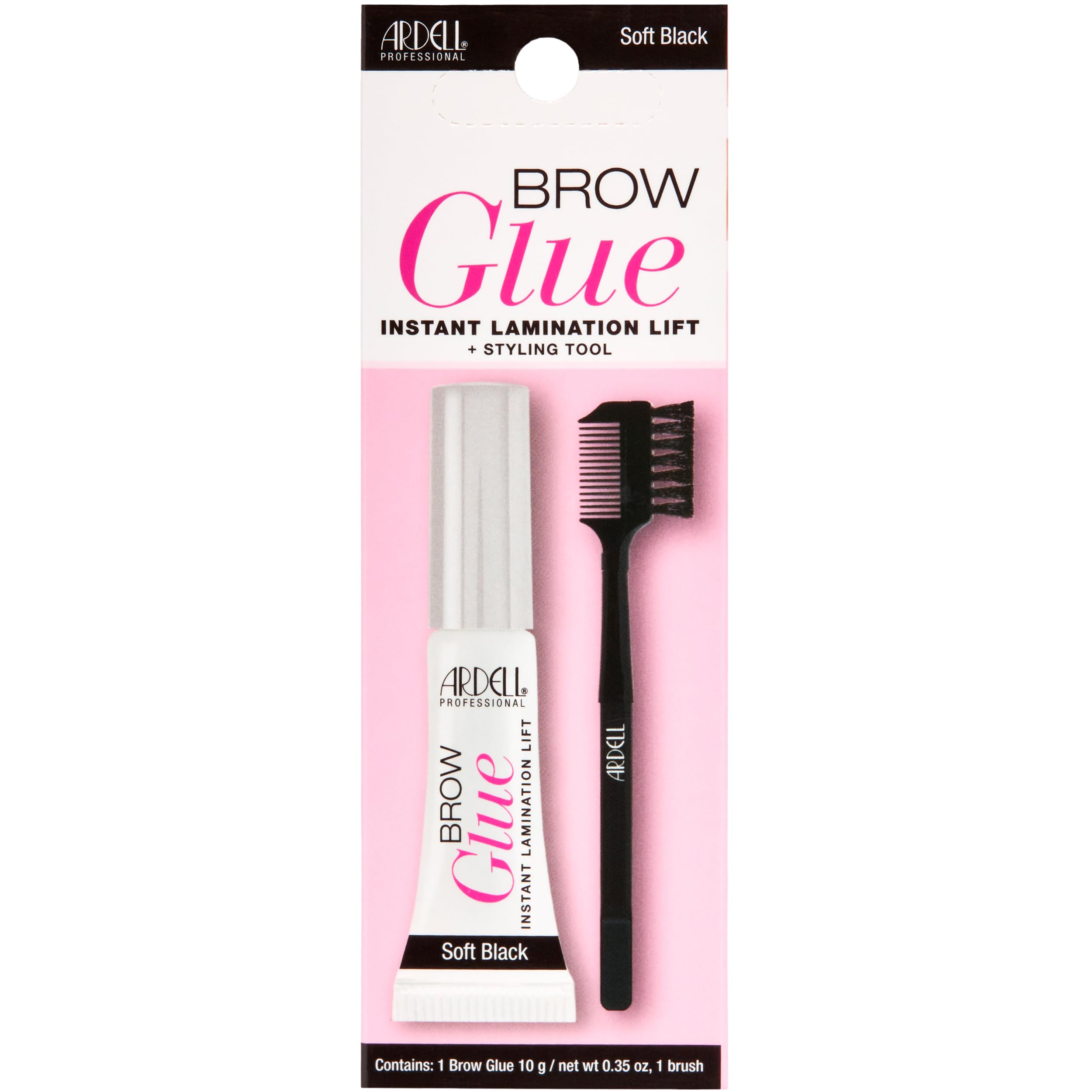 Ardell Brow Glue Soft Black with Styling Brush – Instant Lamination Brow Gel for Fluffy, Defined Brows, All-Day Extreme Hold Eyebrow Gel Waterproof,