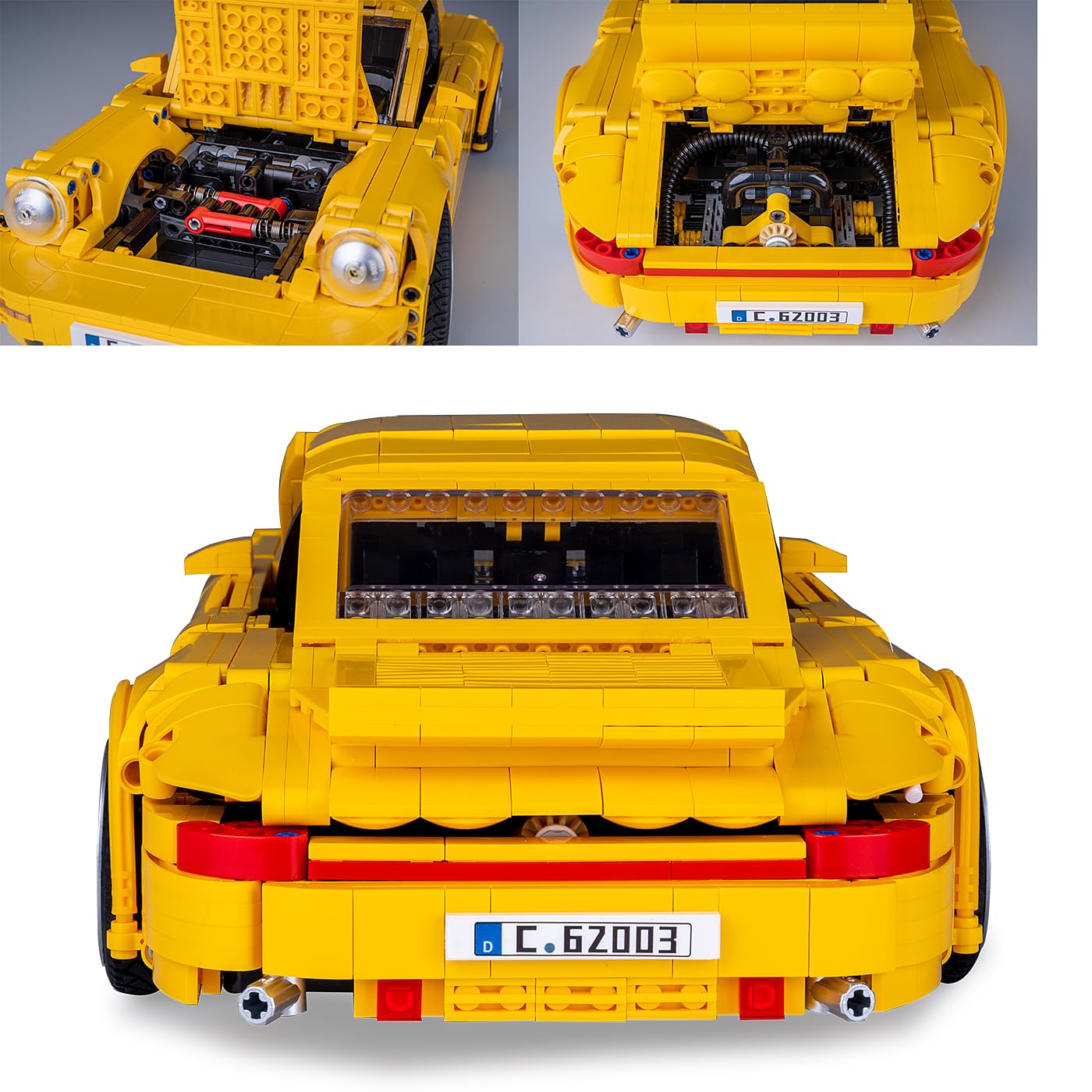 JAMARA 402854 CADA RUF CTR 2017 Yellowbird 1:12 Bricks, Spielzeugauto, Sport Rennwagen für Kinder ab 8 Jahre, Set aus Klemmbausteinen, Geschenkidee für Kids, Türen manuell