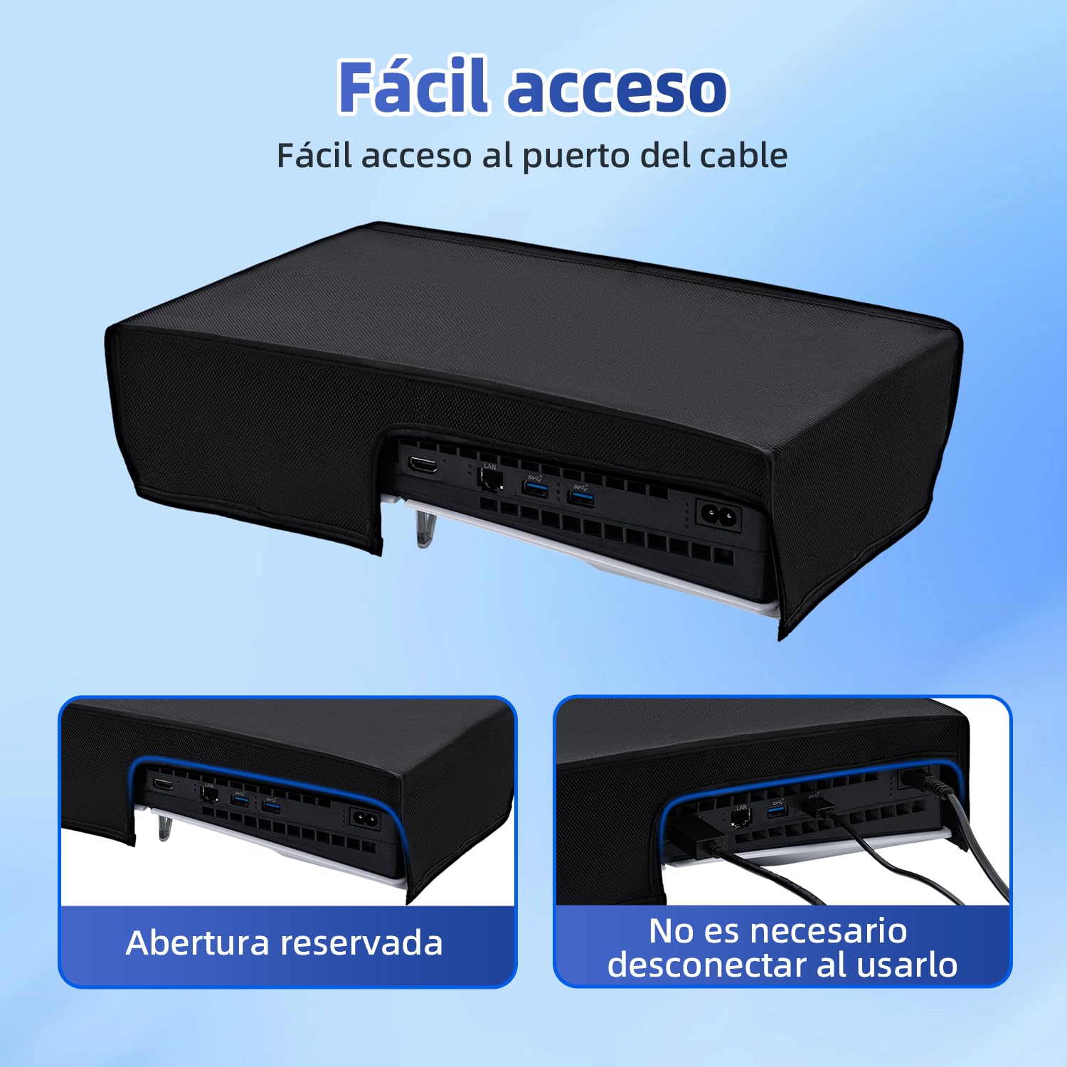 Housse de Protection Anti-Rayures/étanche Uniquement pour PS5 Slim Digital Edition et Disc Consoles-Pas POUR PS5/Pro -Horizontal - Noir