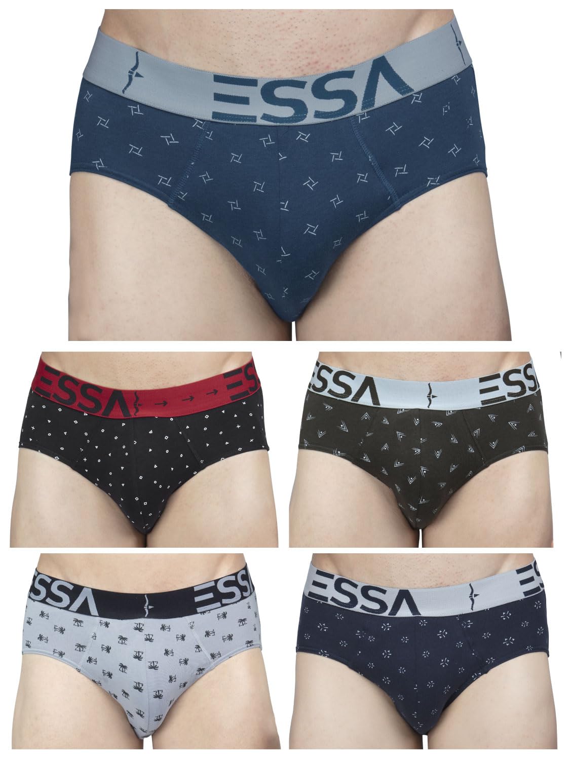 essa Men's Printed Briefs – Pack of 5 | Comfortable Stretchable Fabric | Broad Waistband for Secure Fit | Seamless Design for Ultimate Comfort | Durable & Easy Care-picture-24