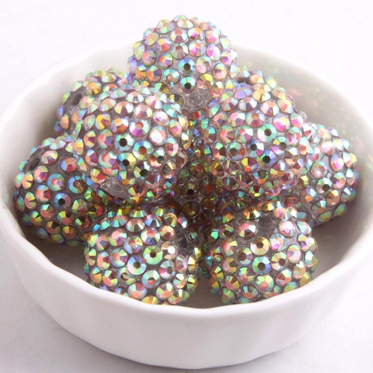 Boule de perles de strass en résine épaisse faite à la main 12mm 20mm 22mm pour enfants filles fabrication de bijoux-or, 20mm 100 pièces par sac