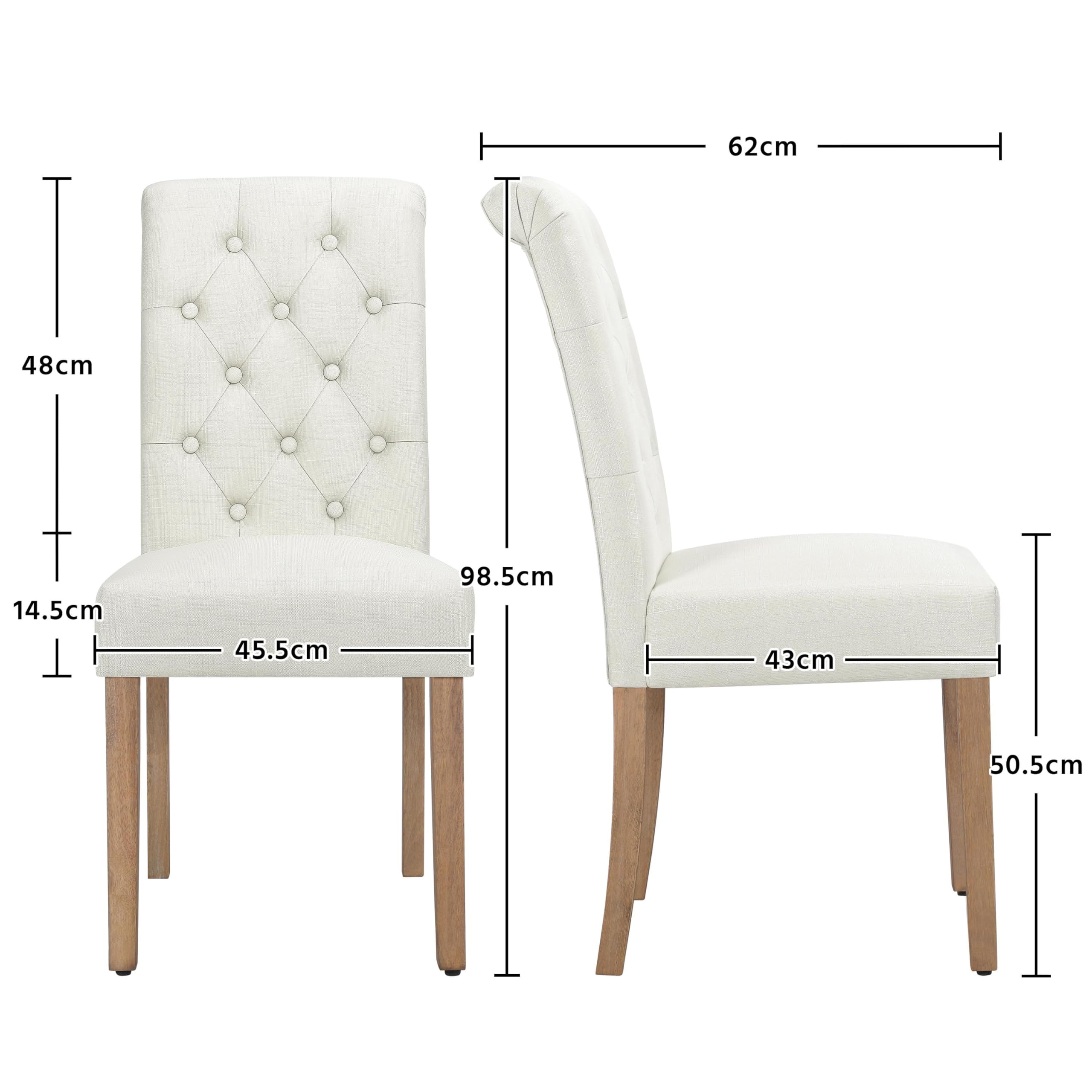 Yaheetech Set de 4 Piezas Silla de Comedor Clásico Patas de Madera Tapizadas en Beige Ergonómicas y Robustas